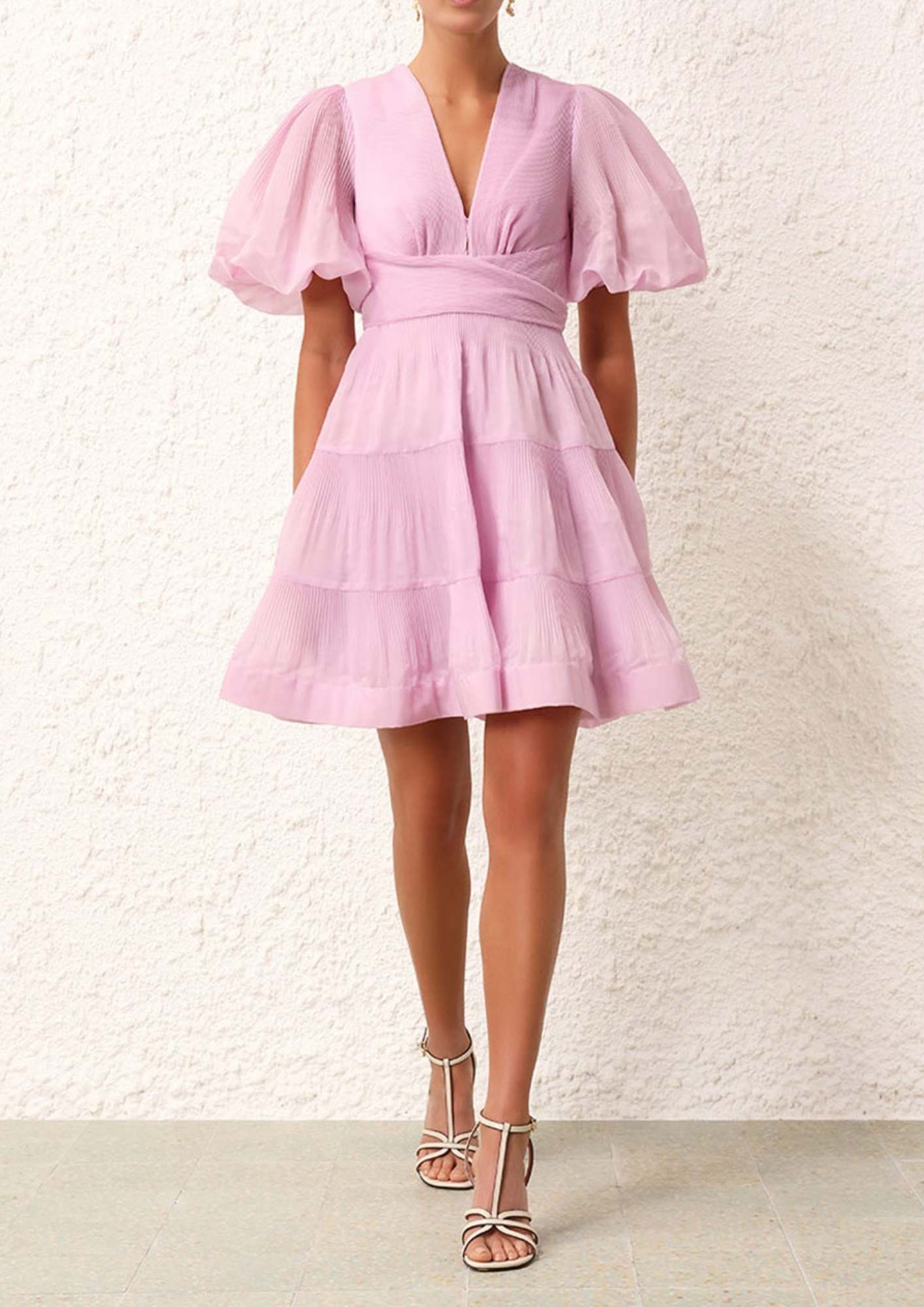 ZIMMERMANN - Pink Pleated Mini Dress