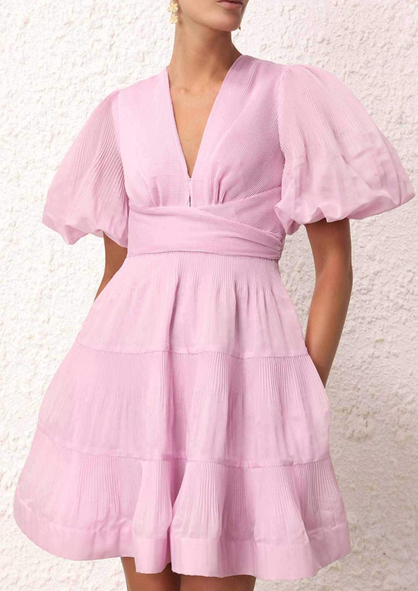 ZIMMERMANN - Pink Pleated Mini Dress