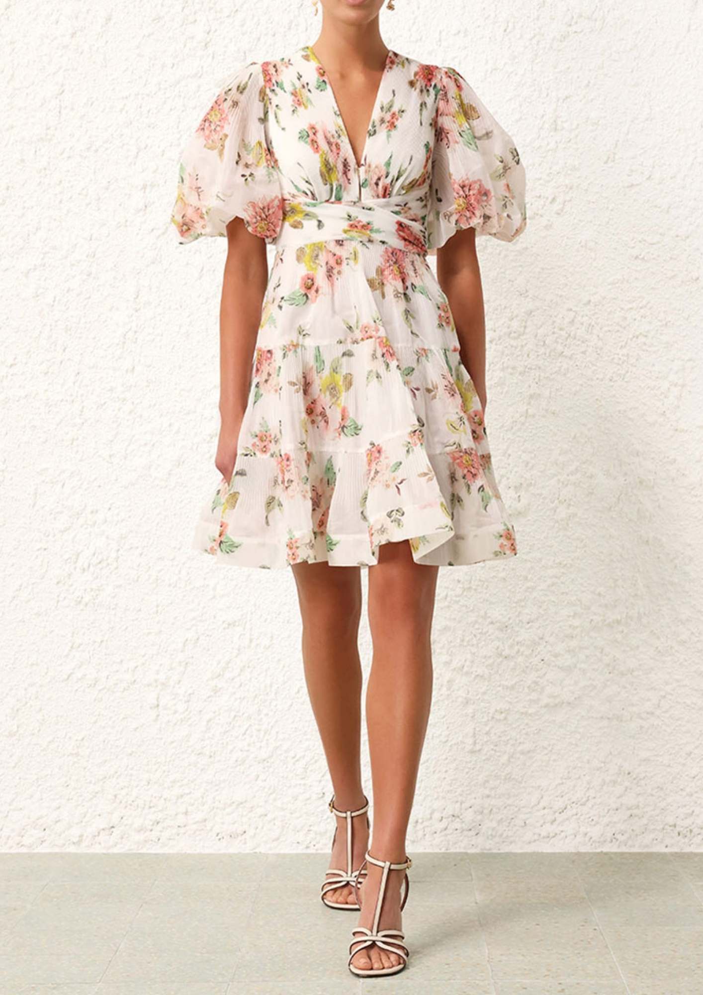 ZIMMERMANN - Flower Pleated Mini Dress