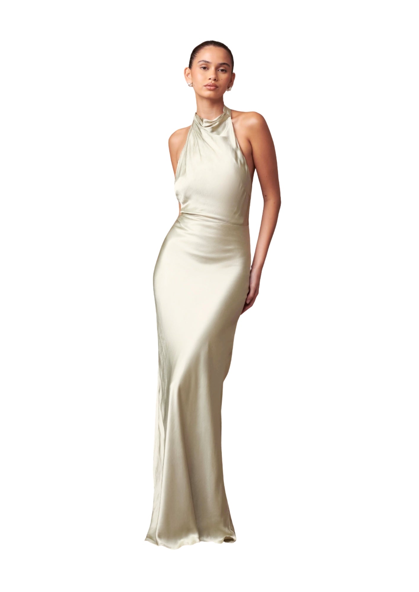 esther iridescent satin cowl maxi dress MESHKI - Esther Iridescent Satin Cowl Maxi Dress
