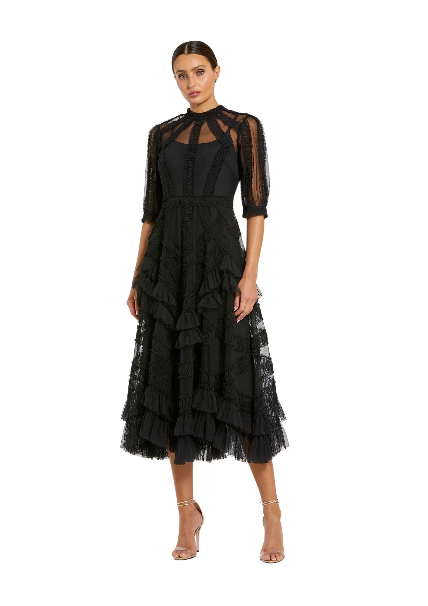 MAC DUGGAL - Black Ruffle Tiered Dress