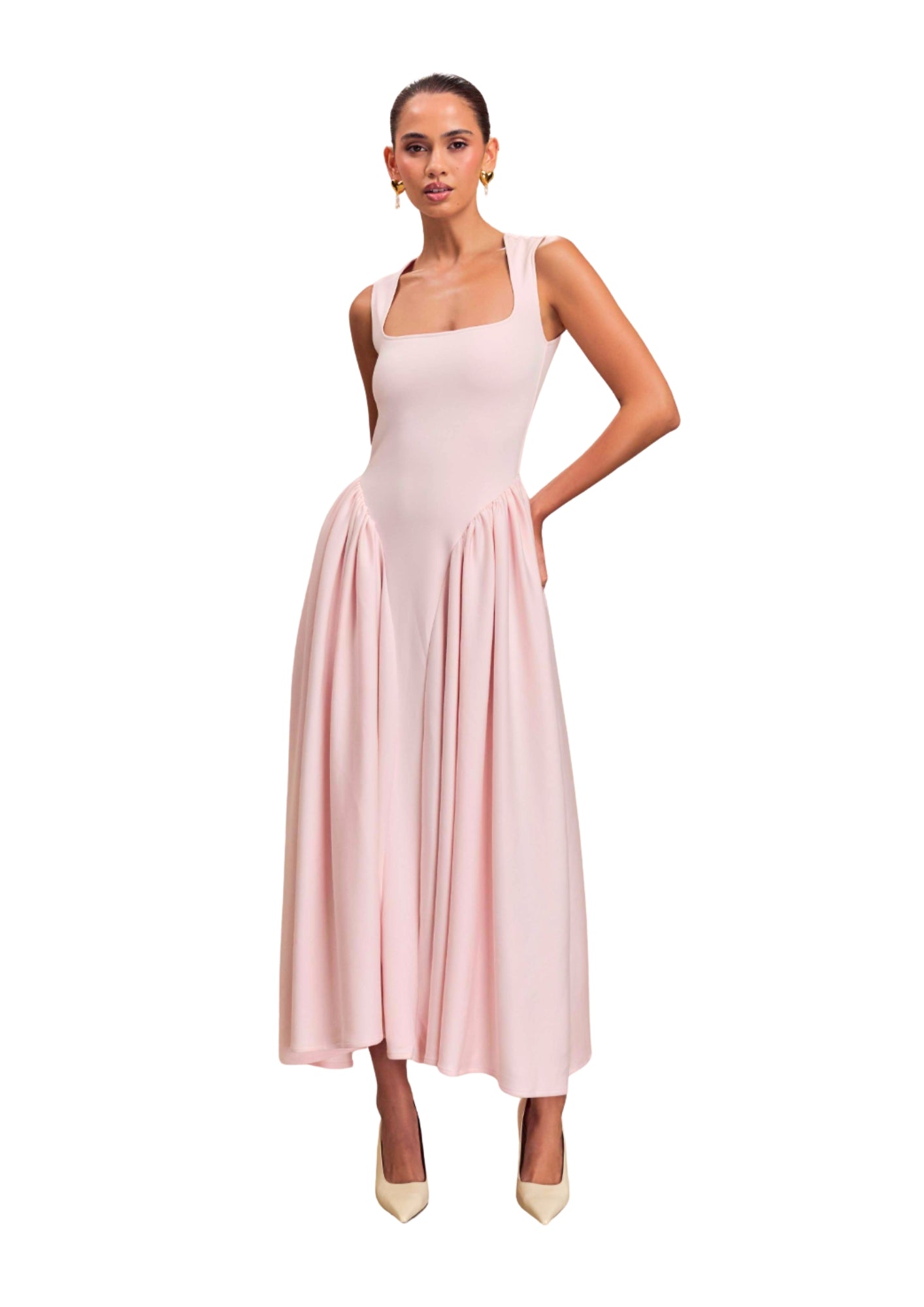 MESHKI - Sharon Scuba Jersey Midi Dress - Ballet Pink ReLi Norge MESHKI - Sharon Scuba Jersey Midi Dress - Ballet Pink ReLi Norge