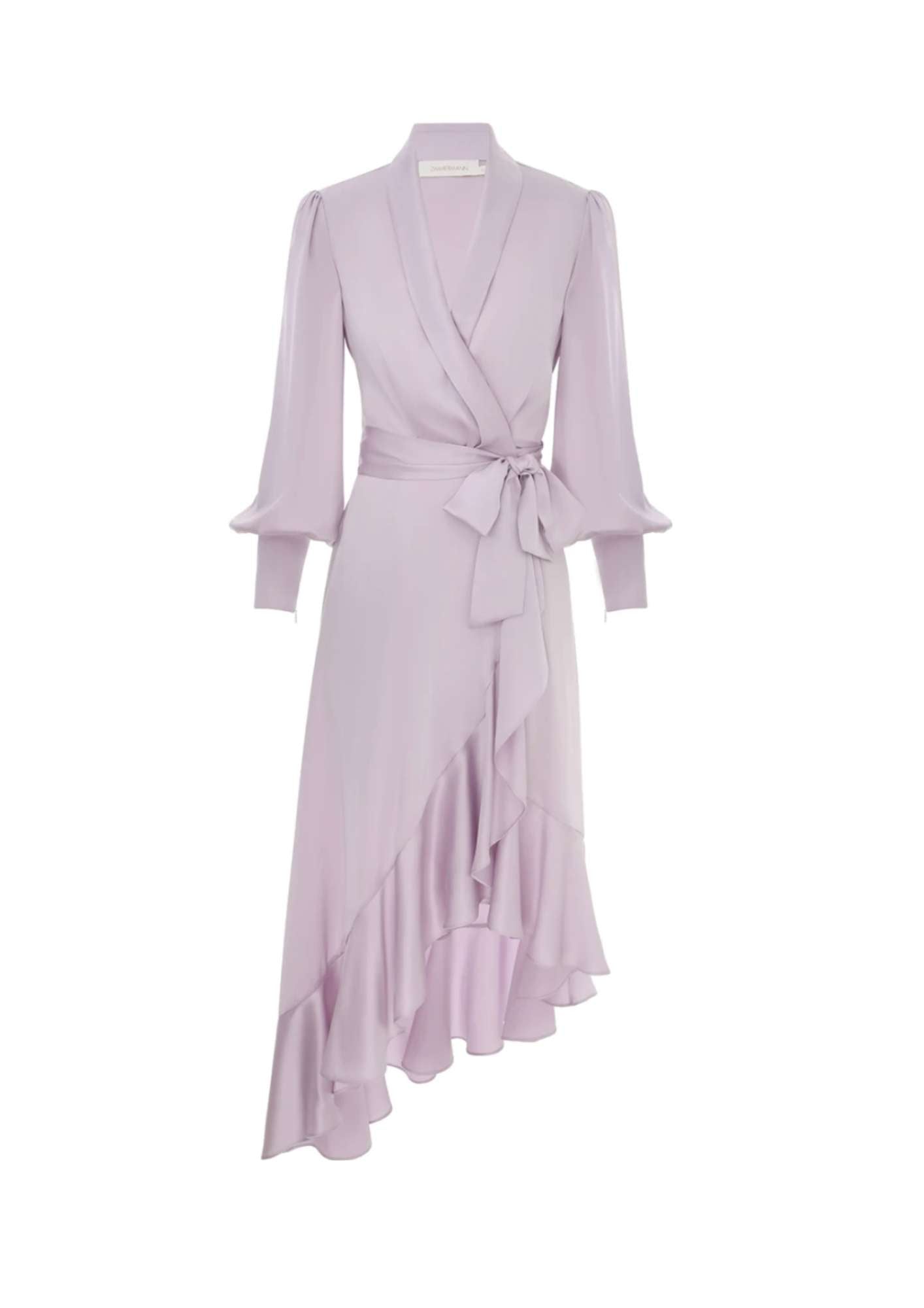 ZIMMERMANN - Light Lavender Silk Wrap Midi Dress