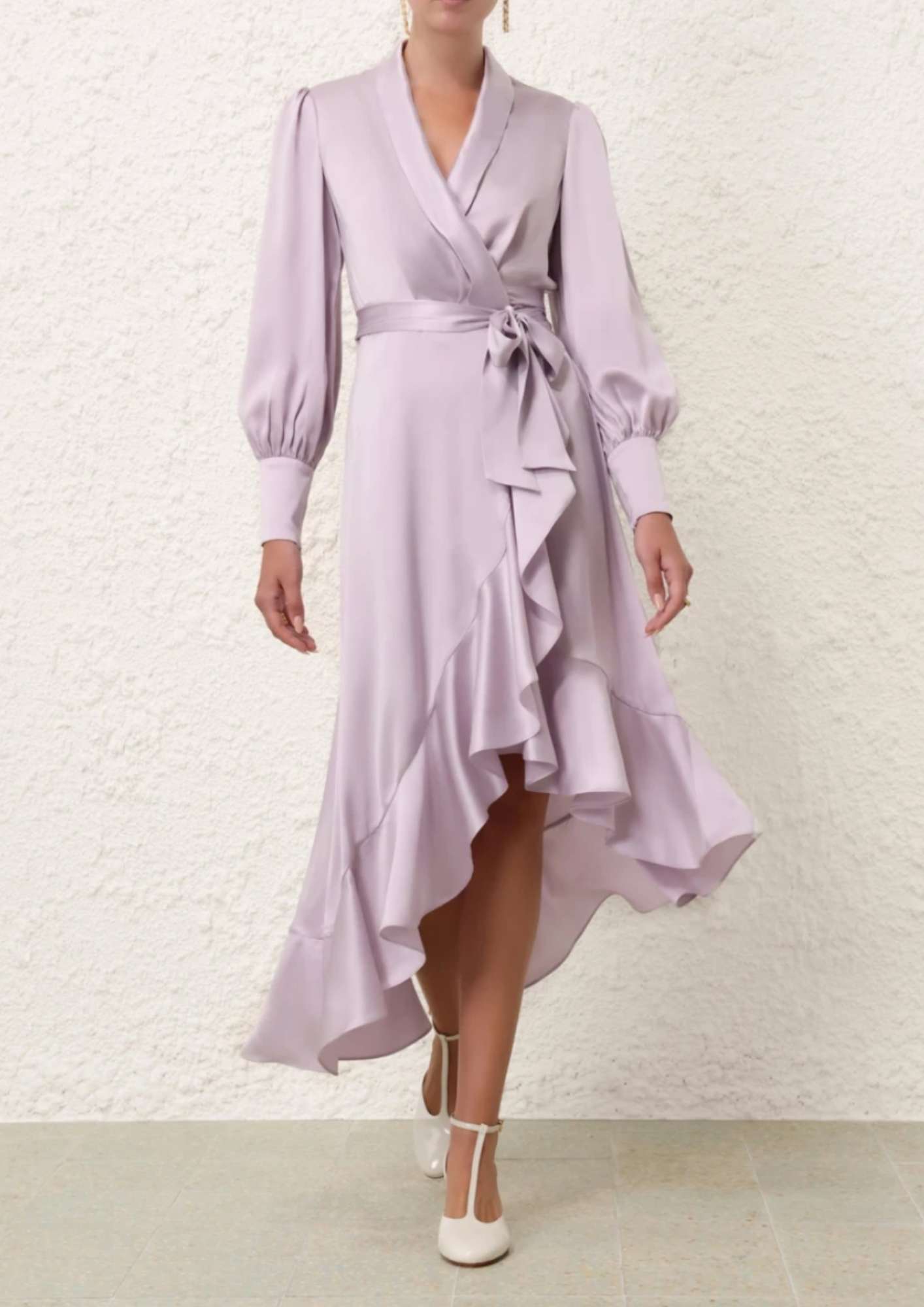 Light purple wrap dress deals