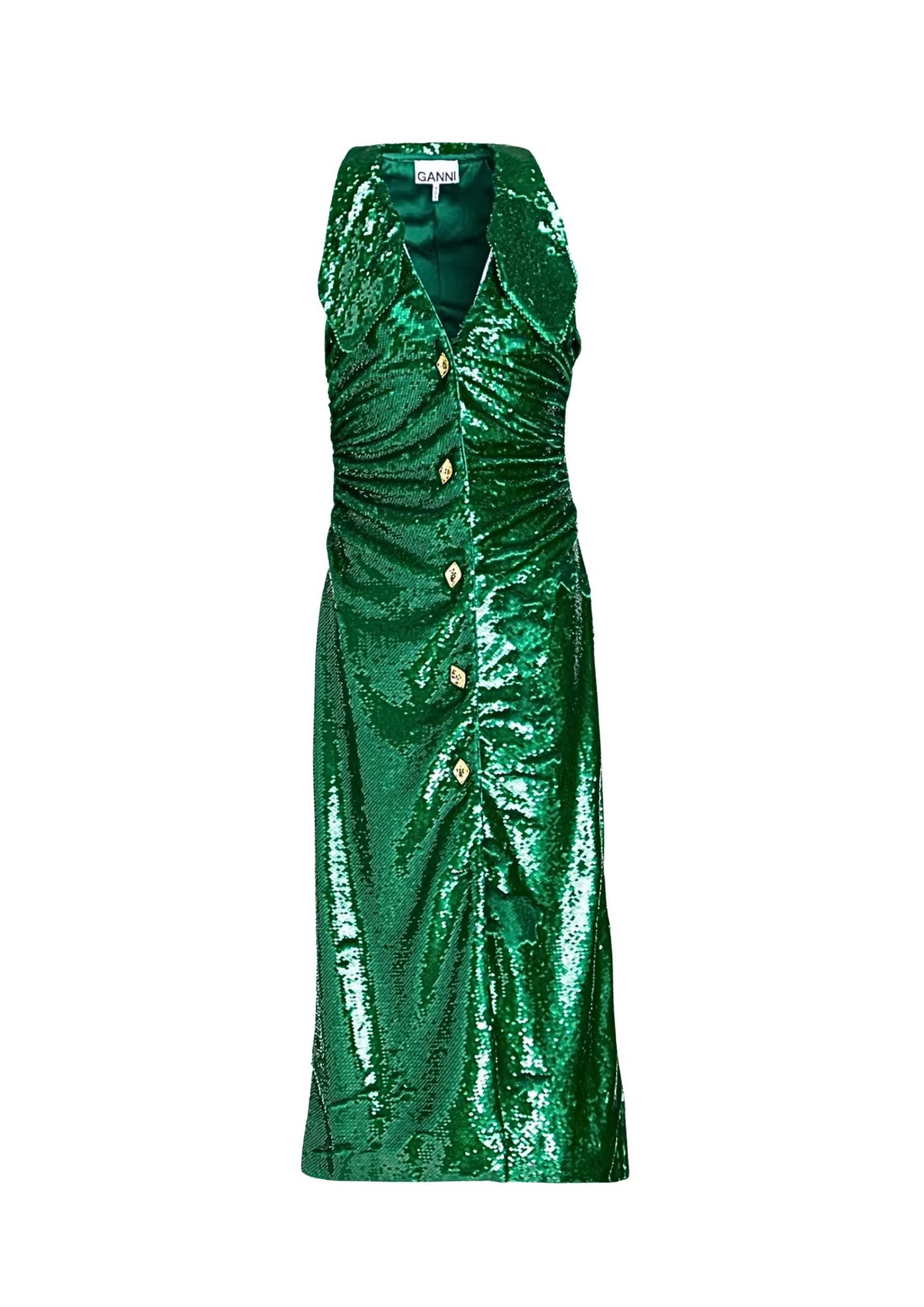 GANNI - Sequined crepe midi dress