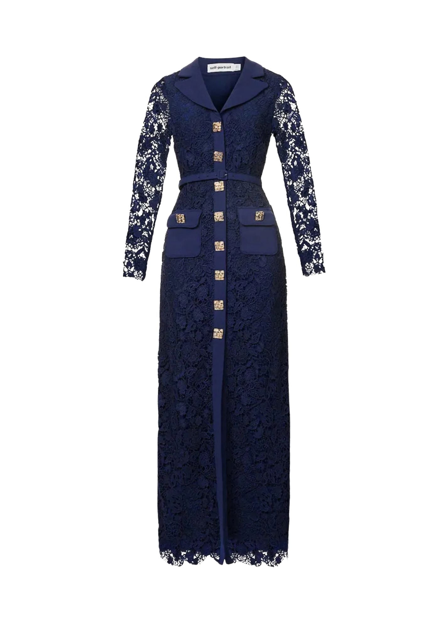 SELF-PORTRAIT - Magnolia Collared Lace Maxi Dress