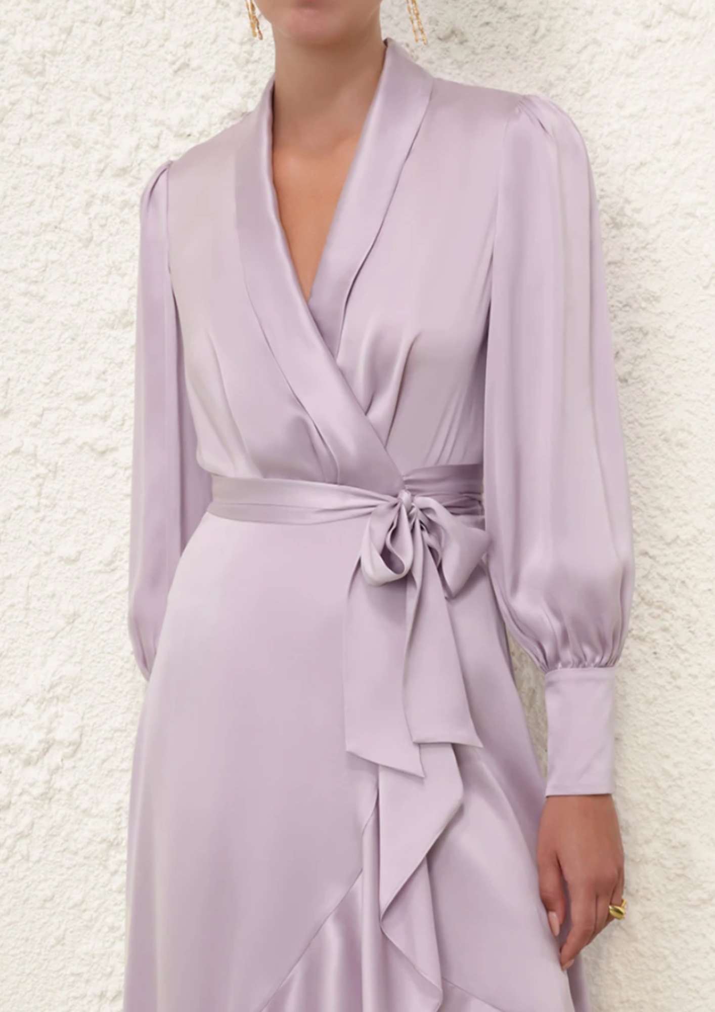ZIMMERMANN - Light Lavender Silk Wrap Midi Dress