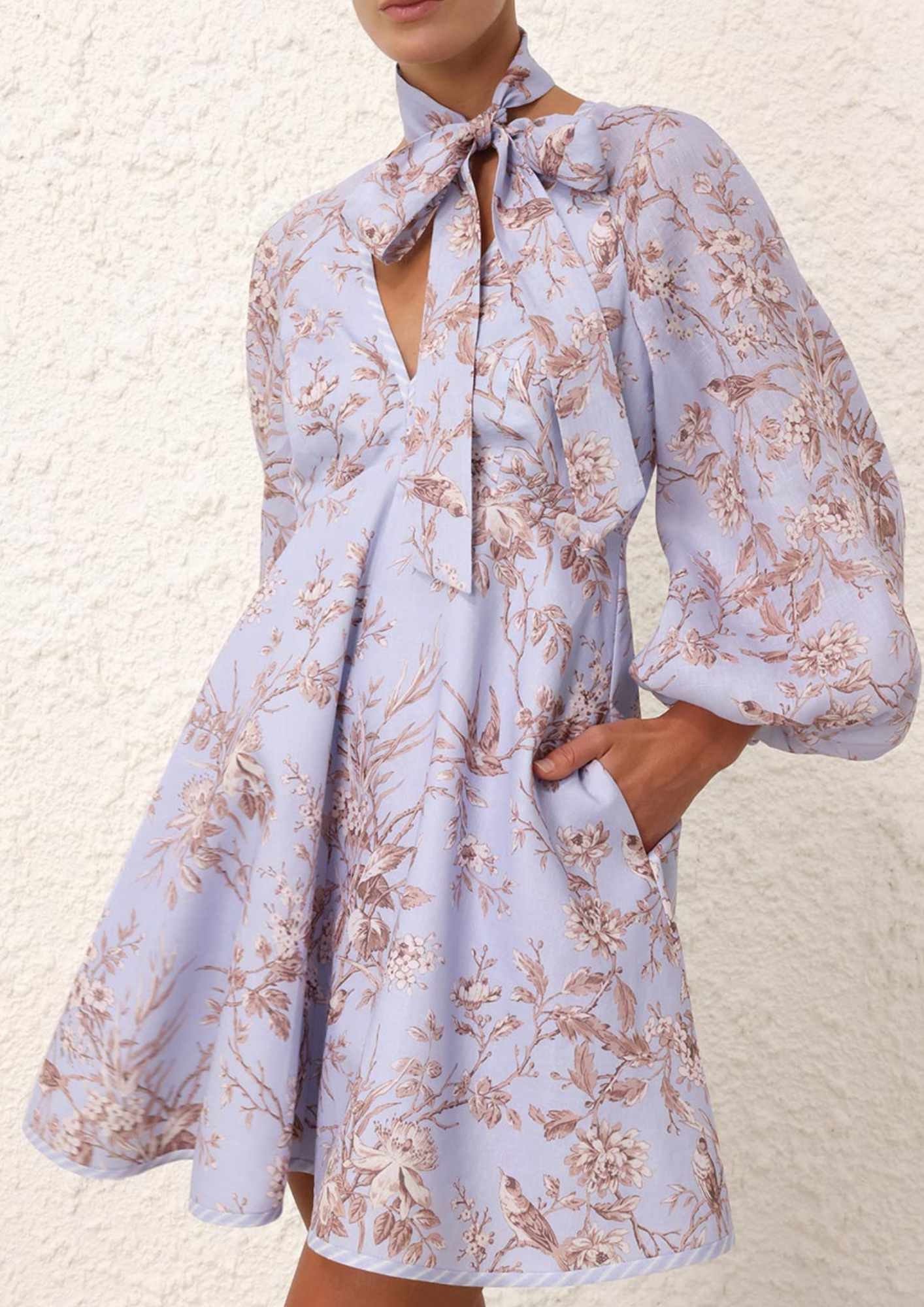 ZIMMERMANN - Tie Neck Mini Dress