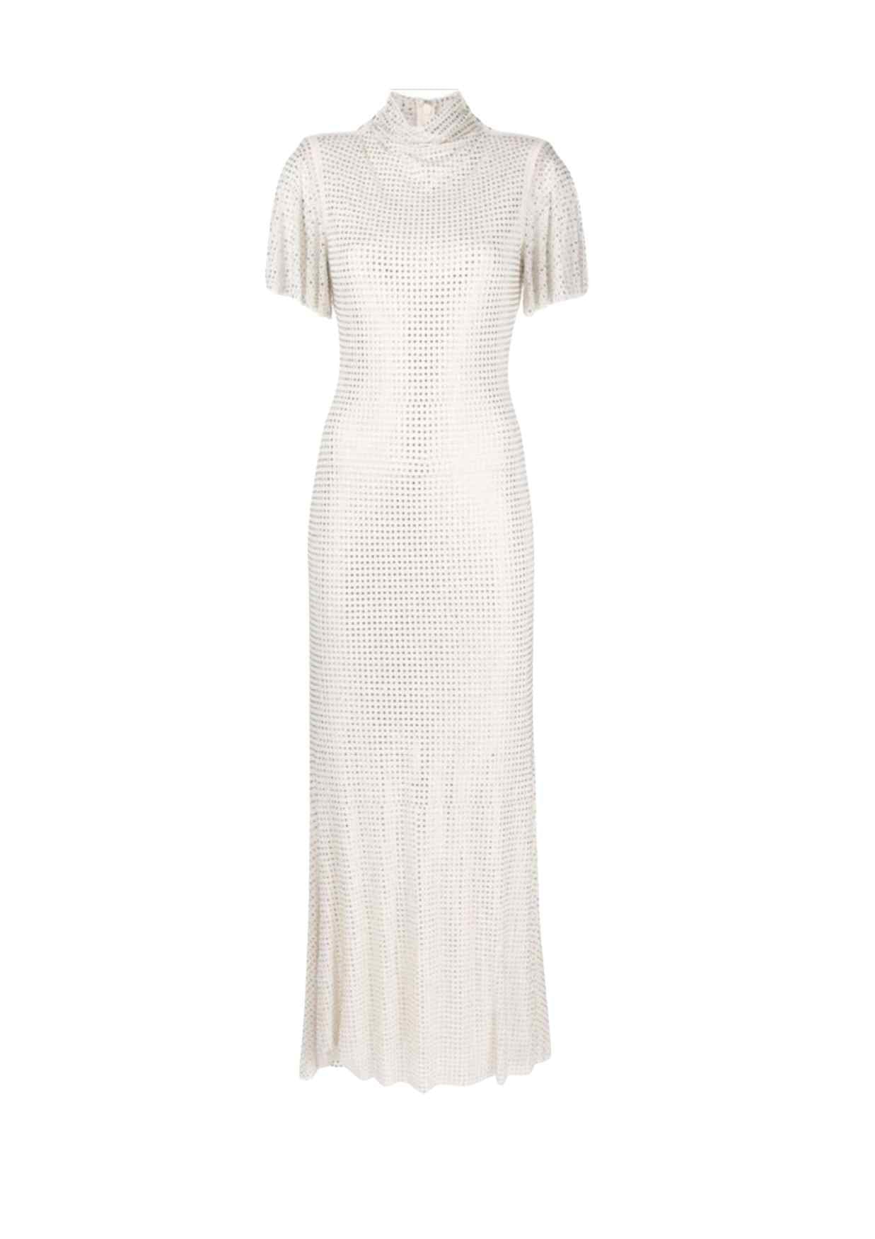 SELF-PORTRAIT - Cream Rhinestone Maxi Dress