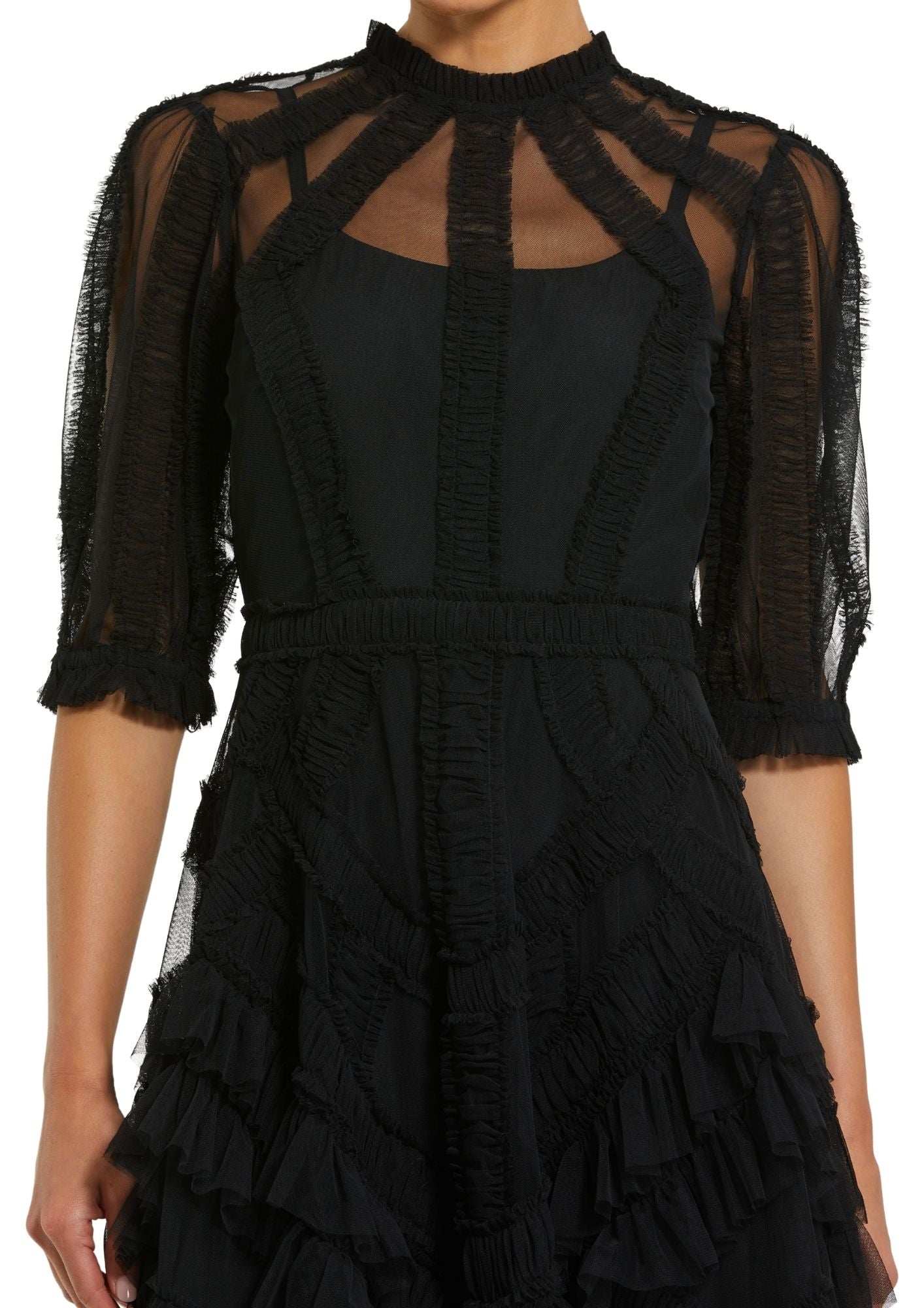 MAC DUGGAL - Black Ruffle Tiered Dress