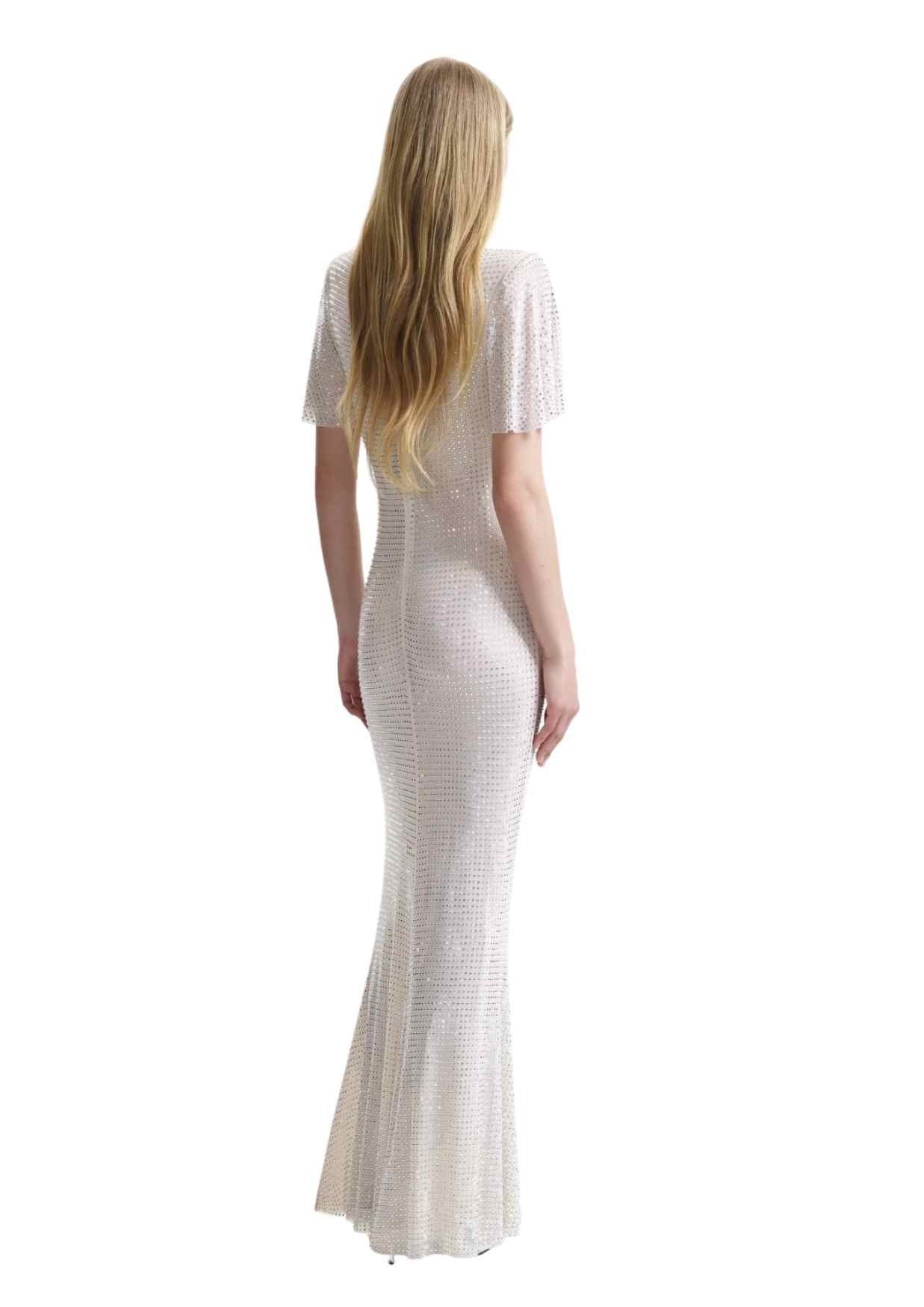SELF-PORTRAIT - Cream Rhinestone Maxi Dress