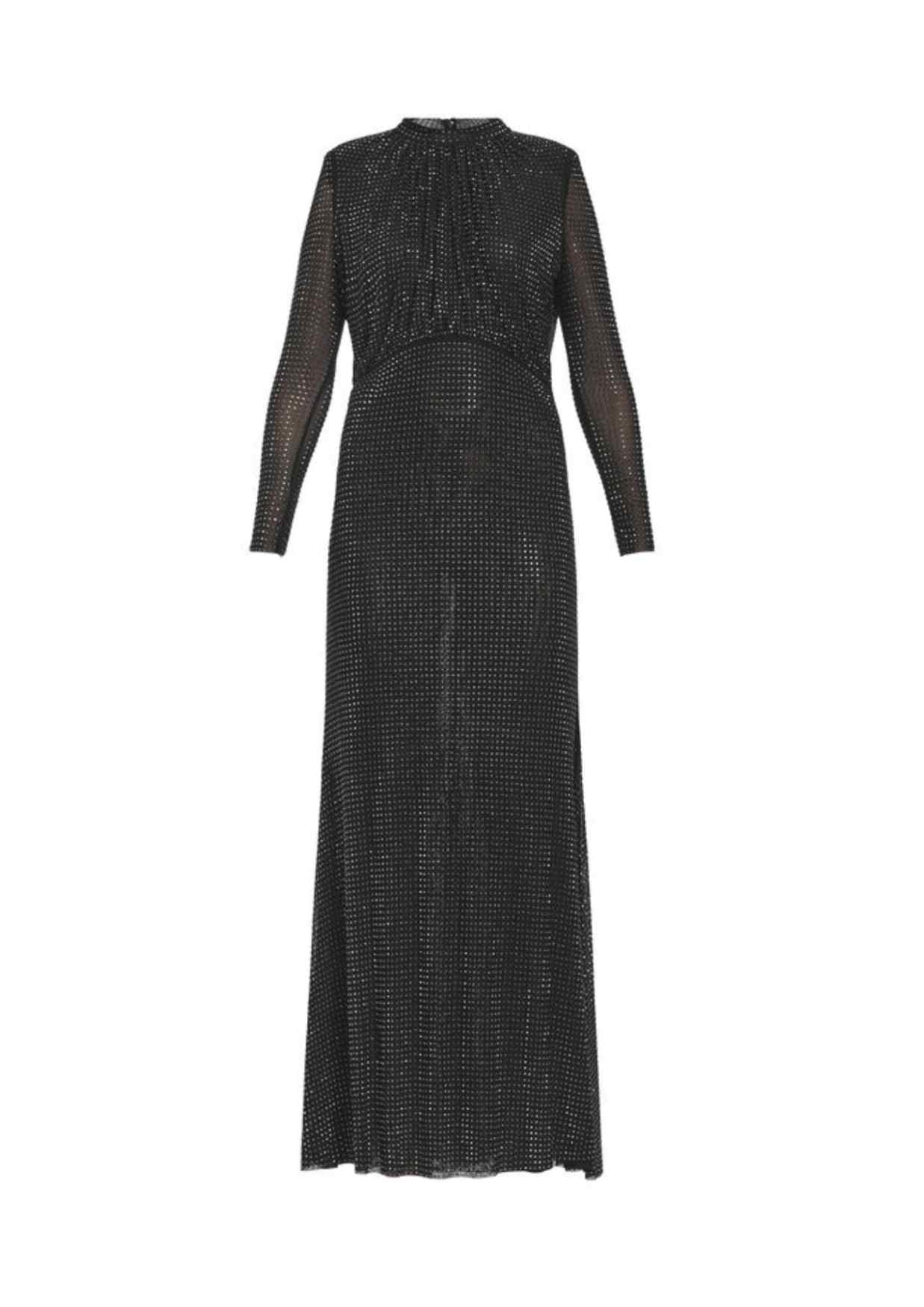 SELF-PORTRAIT - Black Rhinestone Midi Dress