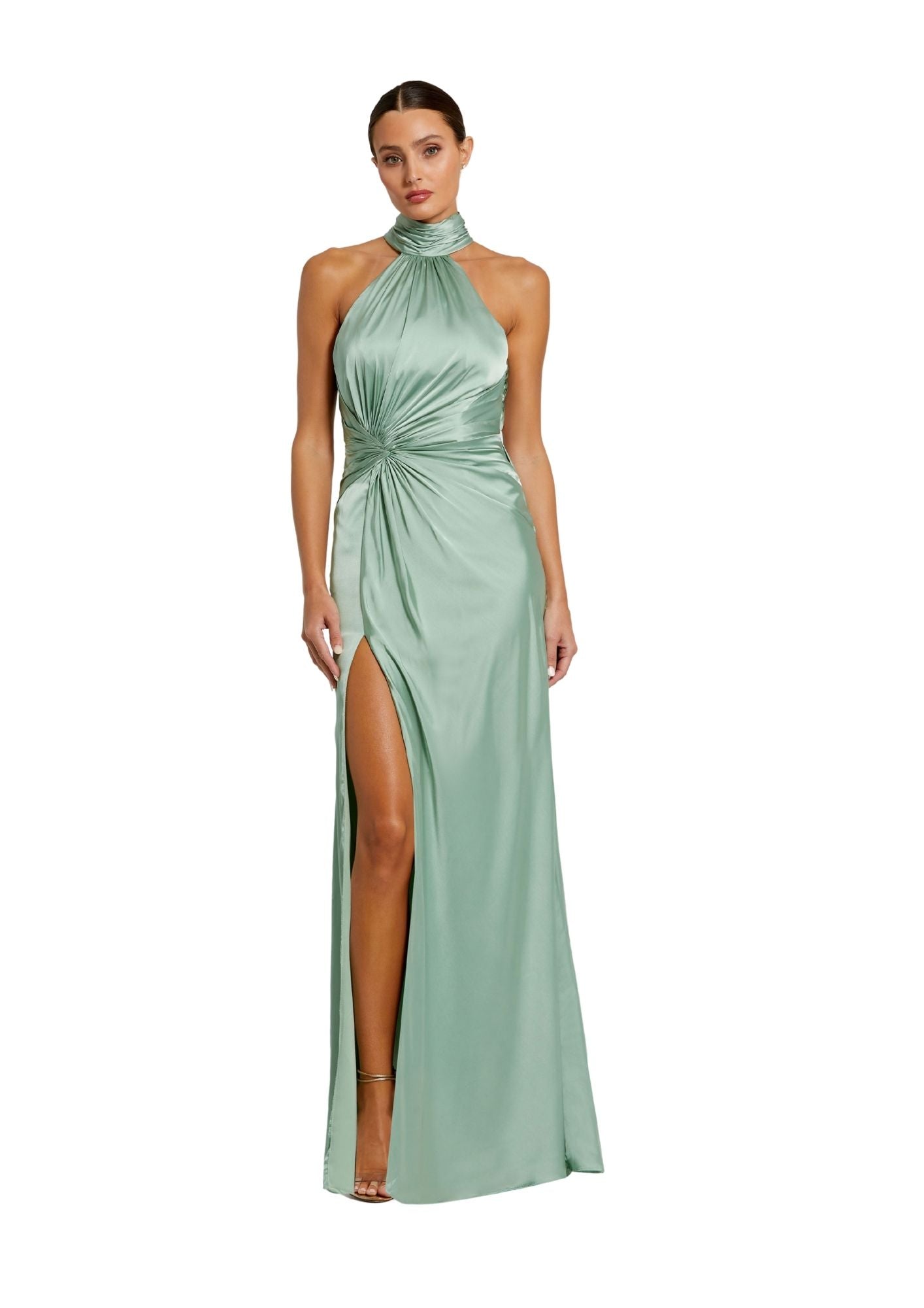 MAC DUGGAL - Green Open Back Ruched Gown