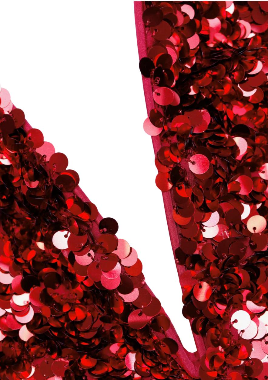 SELF-PORTRAIT - Red 3D Sequin Midi Dress