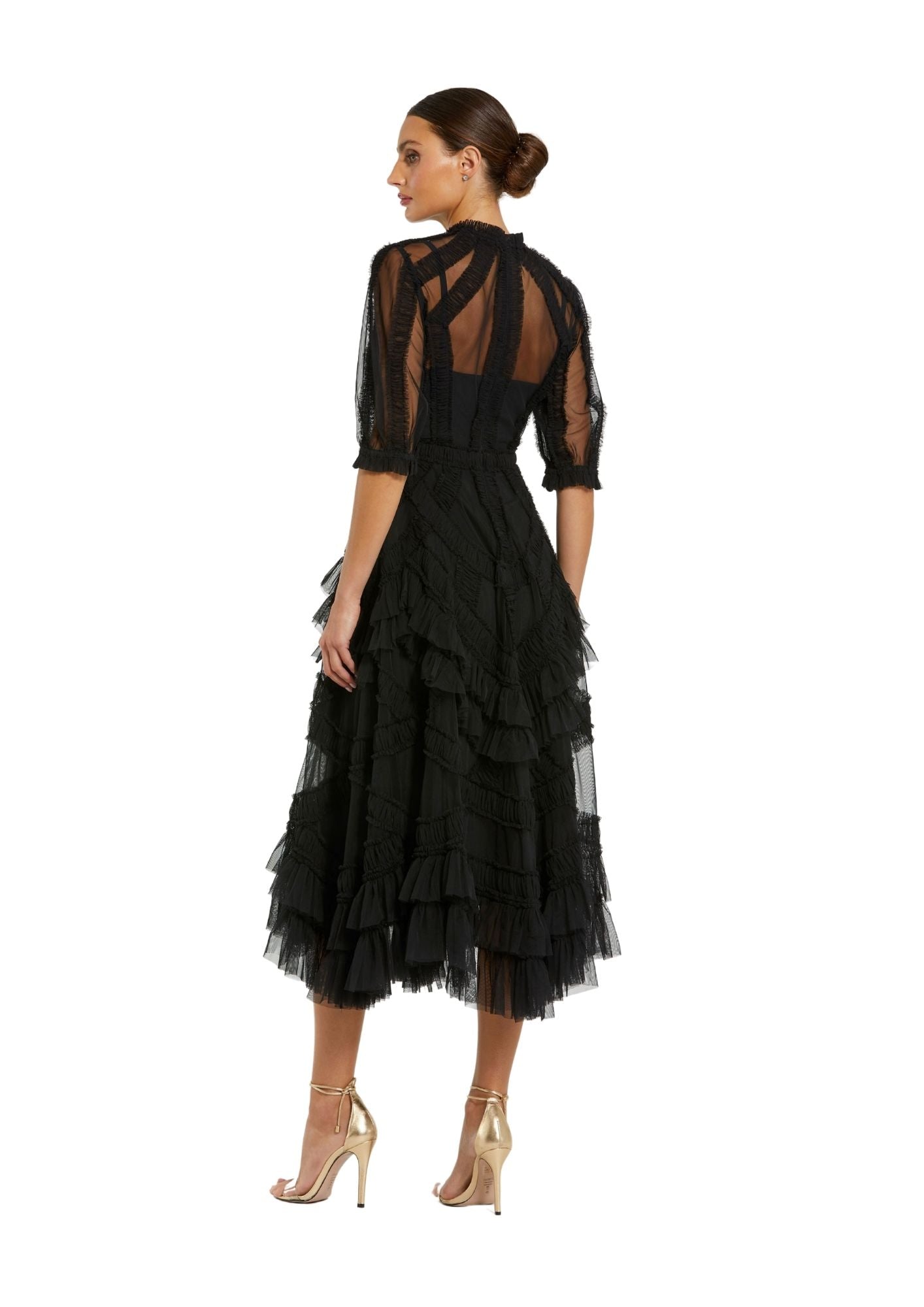 MAC DUGGAL - Black Ruffle Tiered Dress