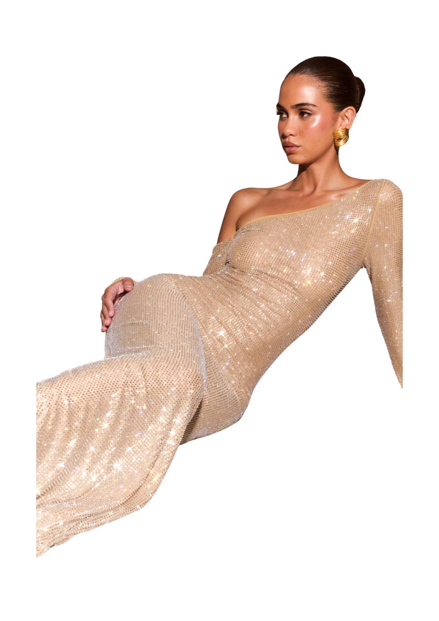 MESHKI - Marcia Diamante Long Sleeve Maxi Dress