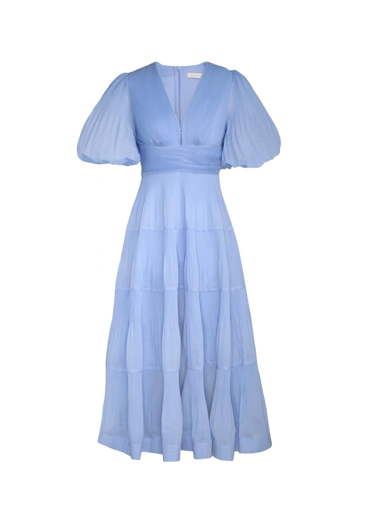 ZIMMERMANN - Blue Pleated Midi Dress ReLi Norge ZIMMERMANN - Blue Pleated Midi Dress ReLi Norge