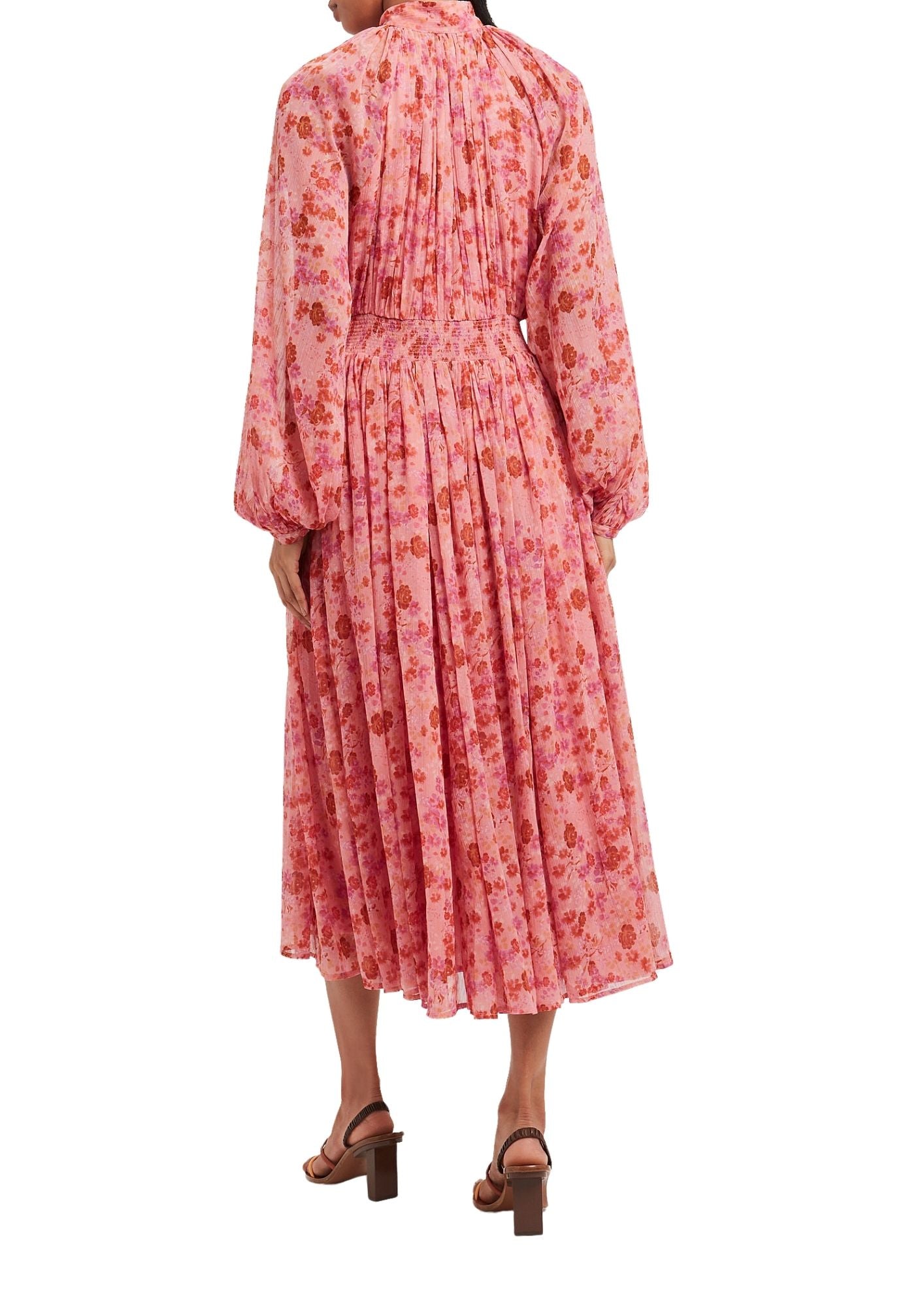 BYTIMO - Pink Garden Chiffon Midi Dress