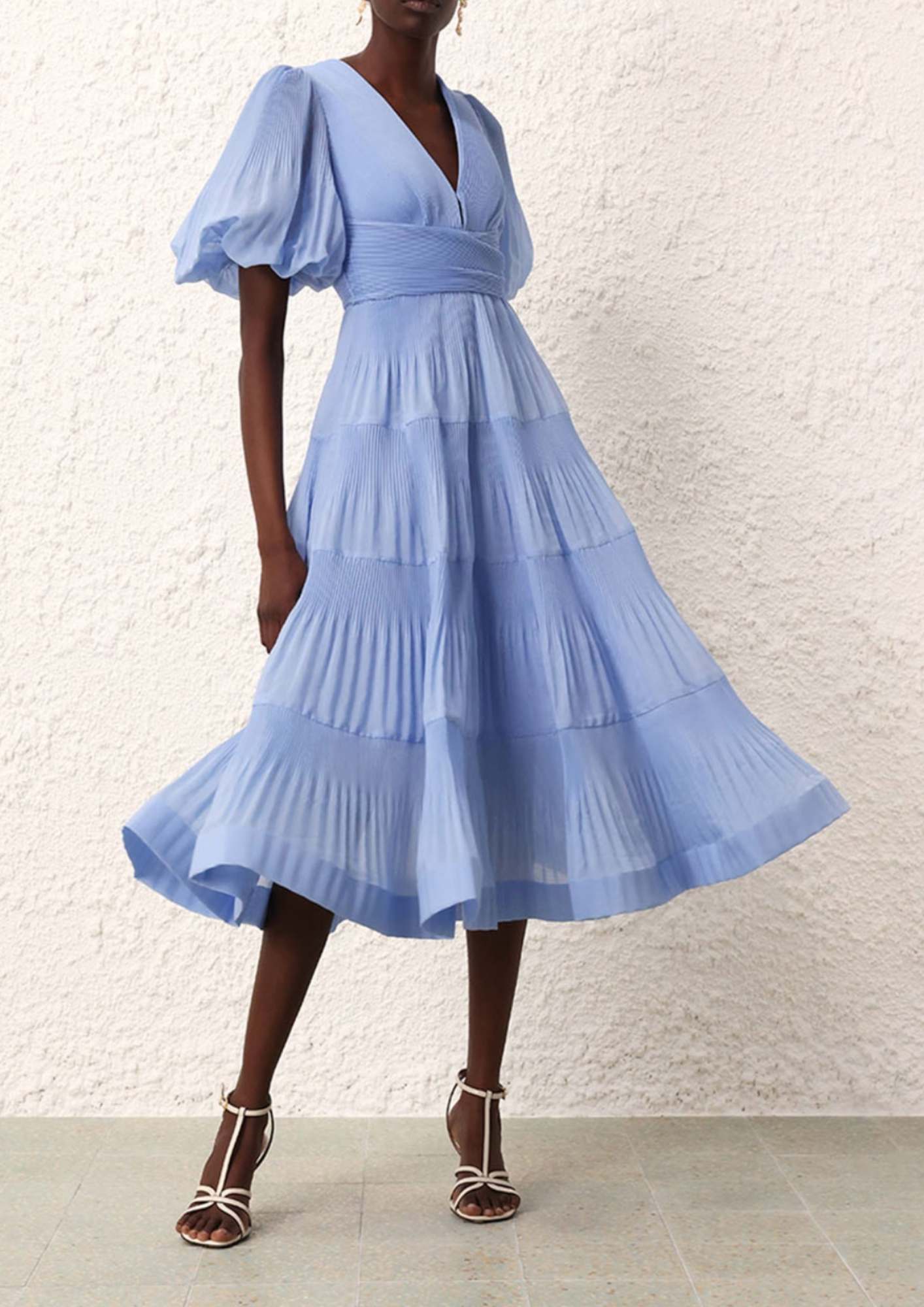 ZIMMERMANN - Blue Pleated Midi Dress