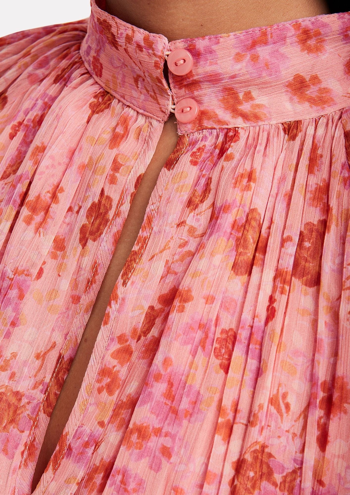 BYTIMO - Pink Garden Chiffon Midi Dress