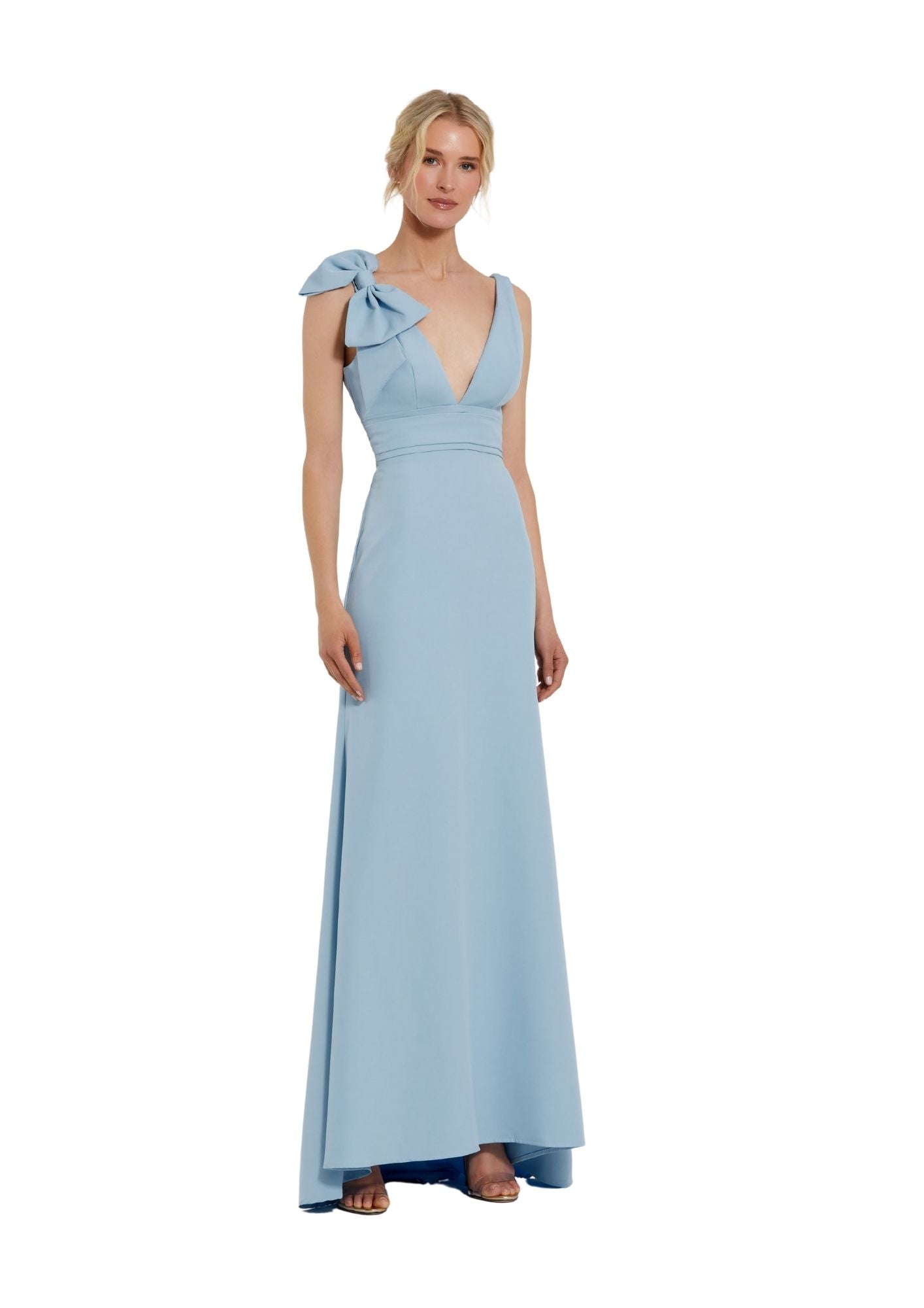 MAC DUGGAL - Blue Sleeveless Bow Mermaid Gown
