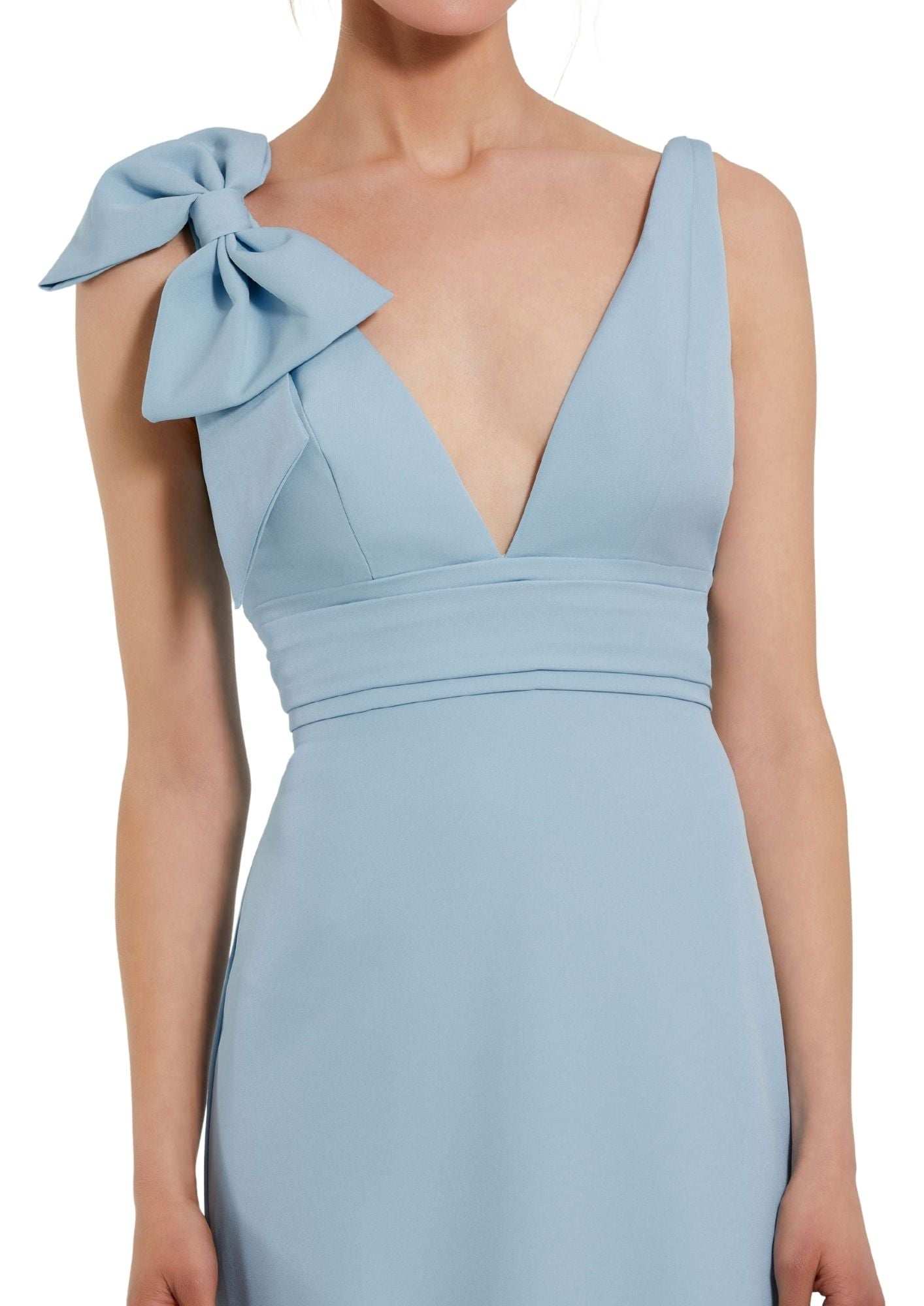 MAC DUGGAL - Blue Sleeveless Bow Mermaid Gown