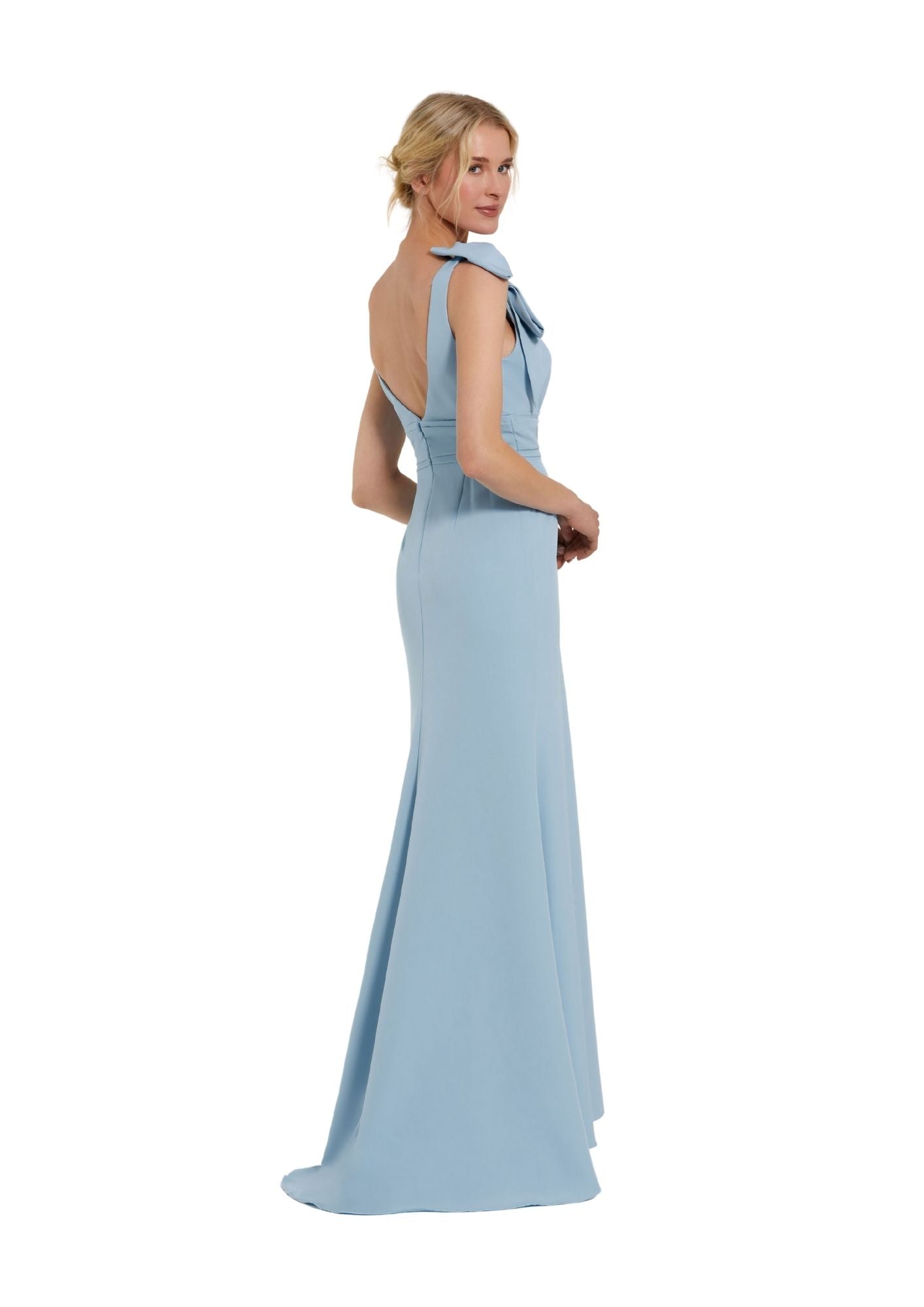 MAC DUGGAL - Blue Sleeveless Bow Mermaid Gown