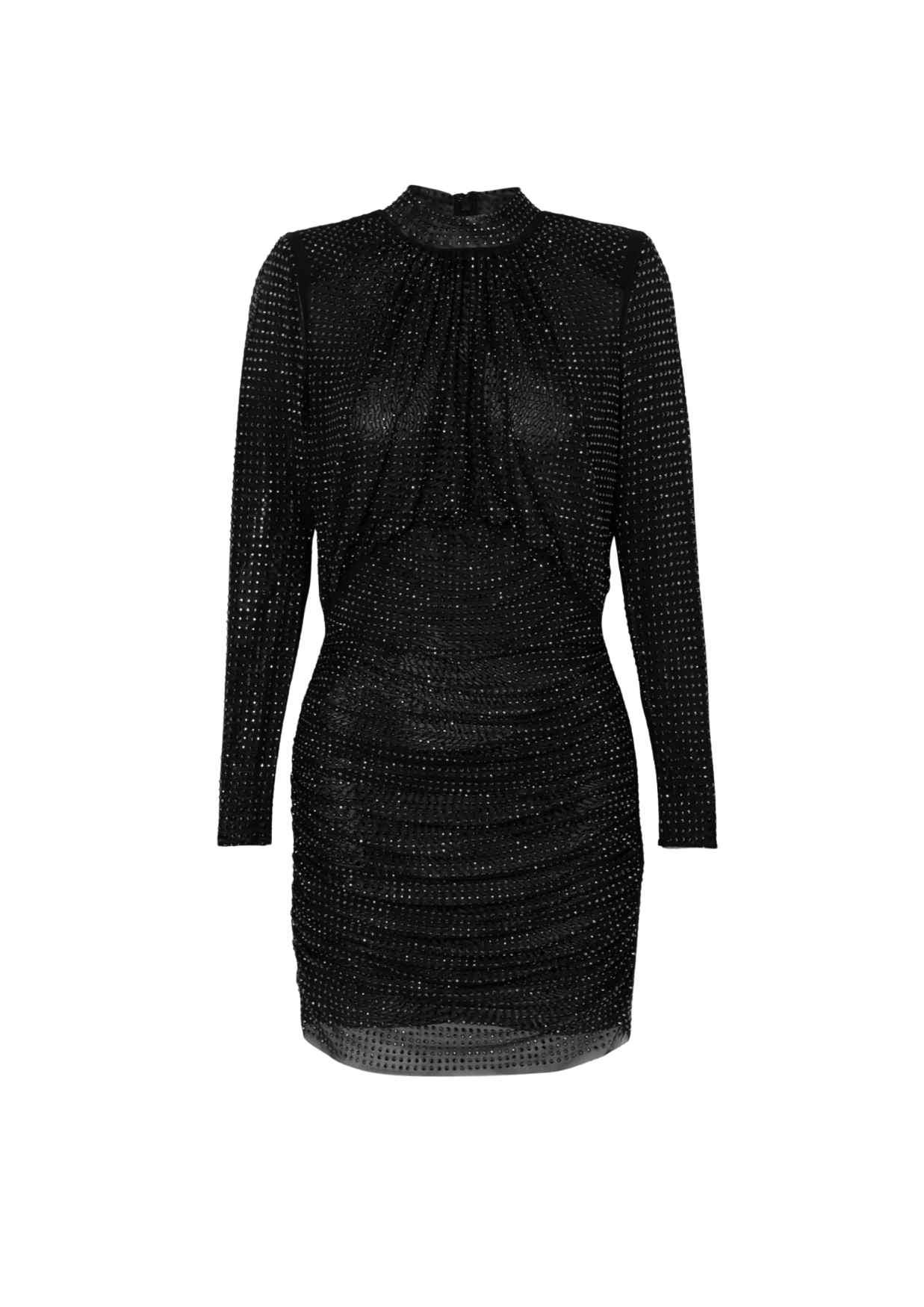 self portrait long sleeve crystal mini dress Self-Portrait Long-Sleeve Crystal Minidress