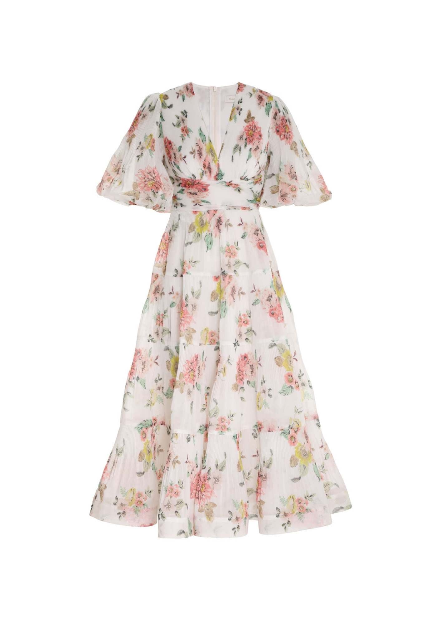 ZIMMERMANN - Flower Pleated Midi Dress