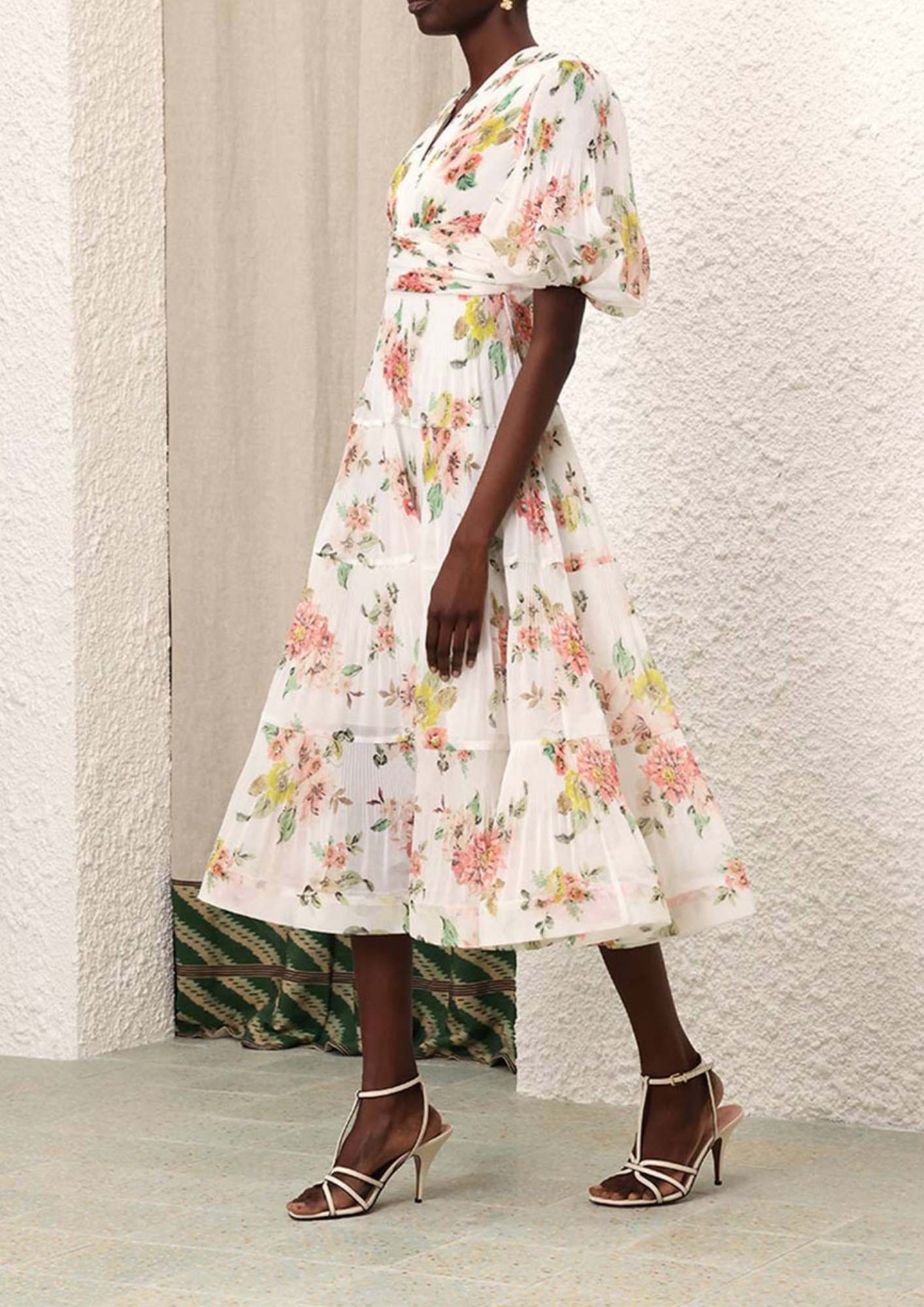 ZIMMERMANN - Flower Pleated Midi Dress