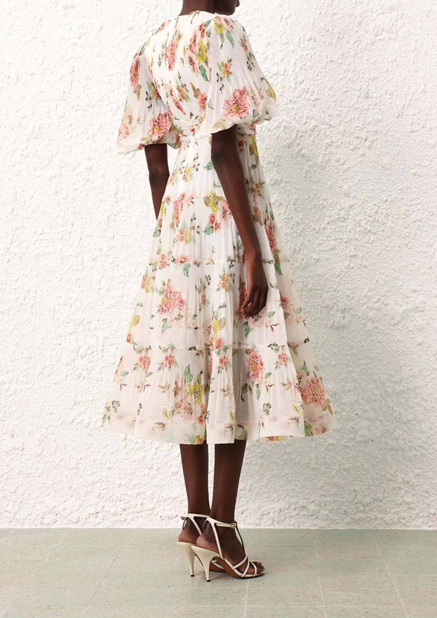 ZIMMERMANN - Flower Pleated Midi Dress