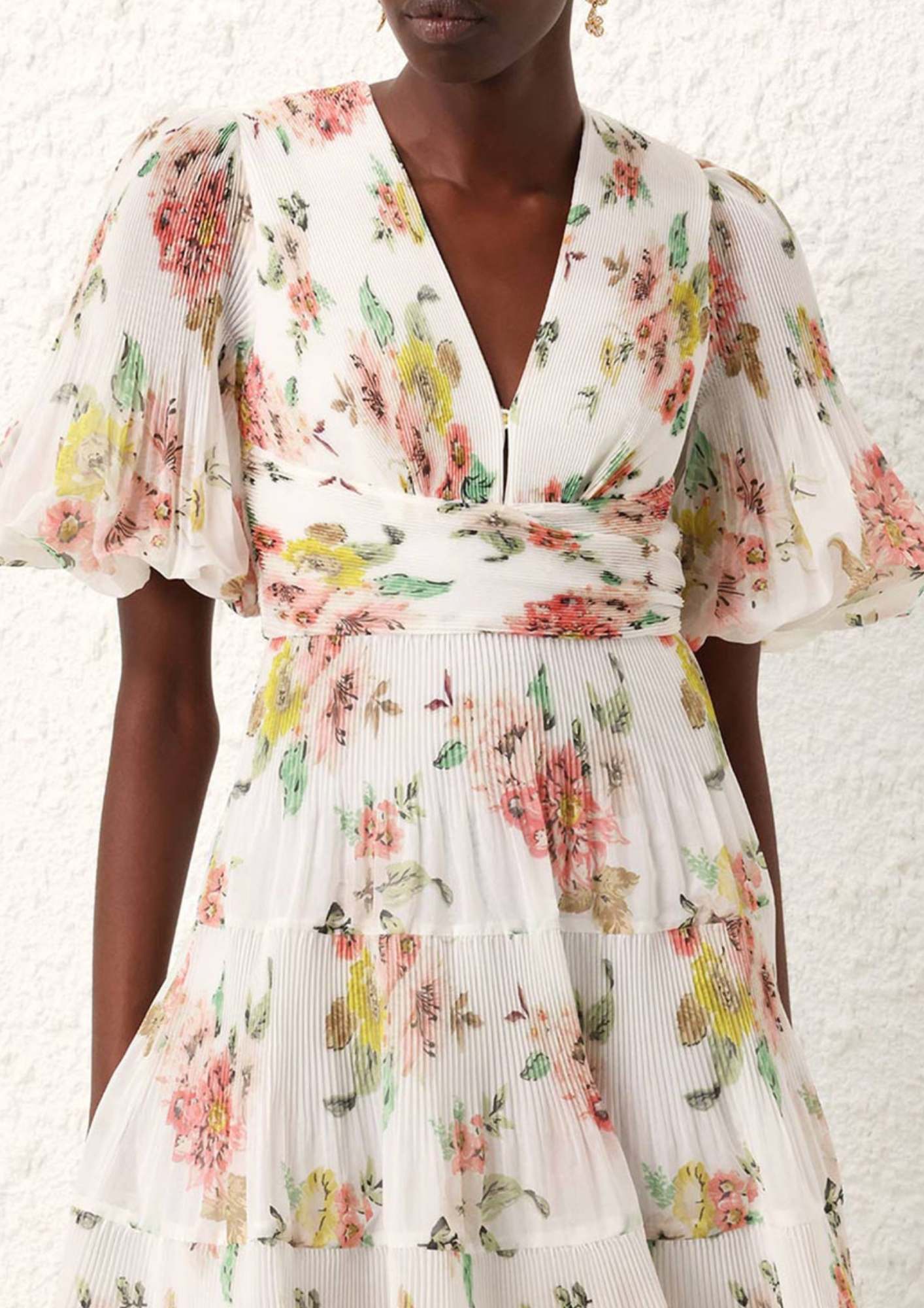 ZIMMERMANN - Flower Pleated Midi Dress