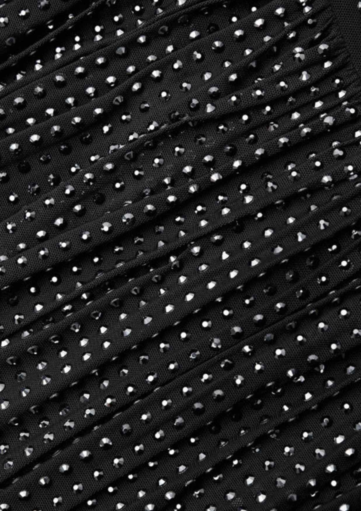 SELF-PORTRAIT - Black Rhinestone Mini Dress