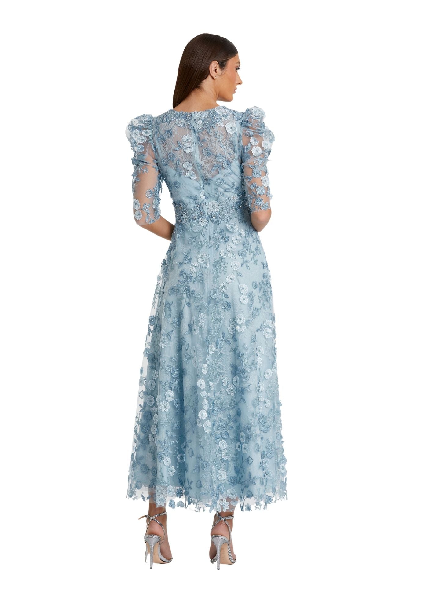 MAC DUGGAL - Blue Applique A Line Dress