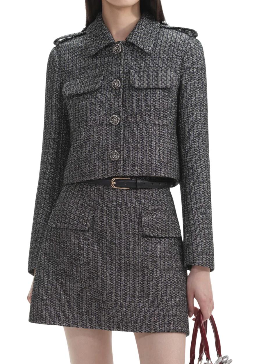 SELF-PORTRAIT - Metallic Boucle Jacket