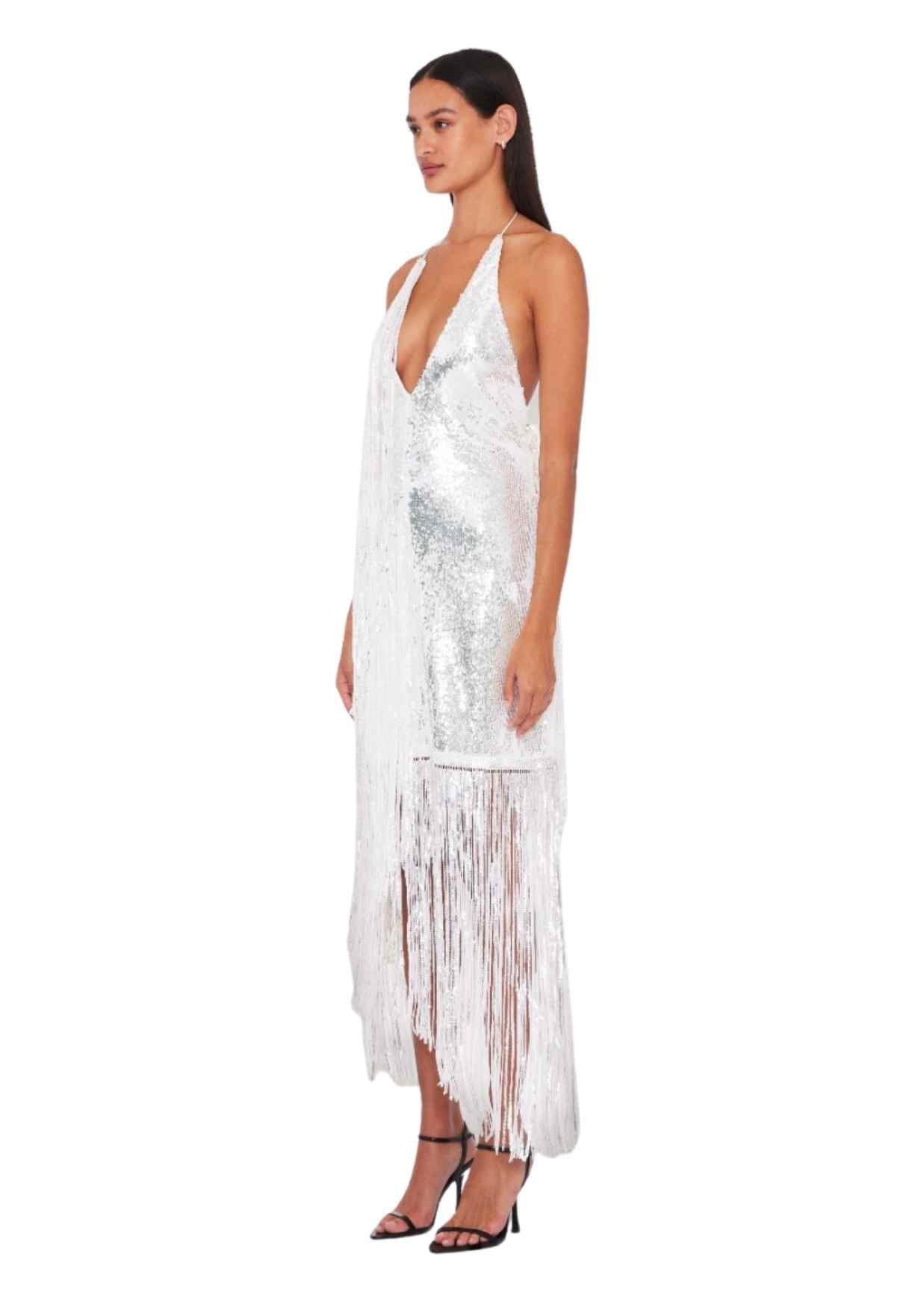 ROTATE BIRGER CHRISTENSEN - Sequins Mini Fringe Dress Silver