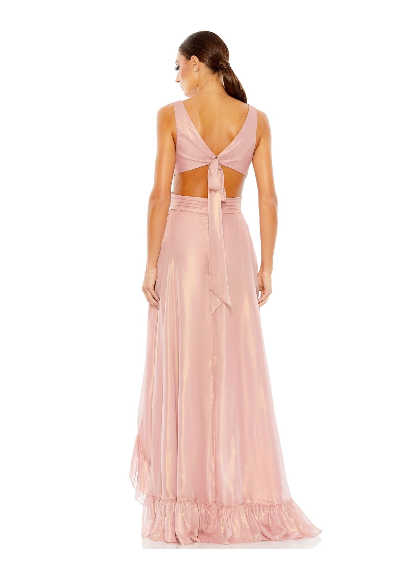 MAC DUGGAL - Pink Cut Out Ruffle Gown