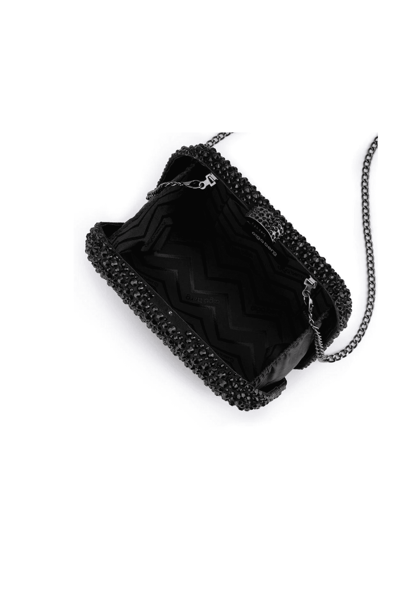 OLGA BERG - Casey Hot fix Encrusted Clutch Black