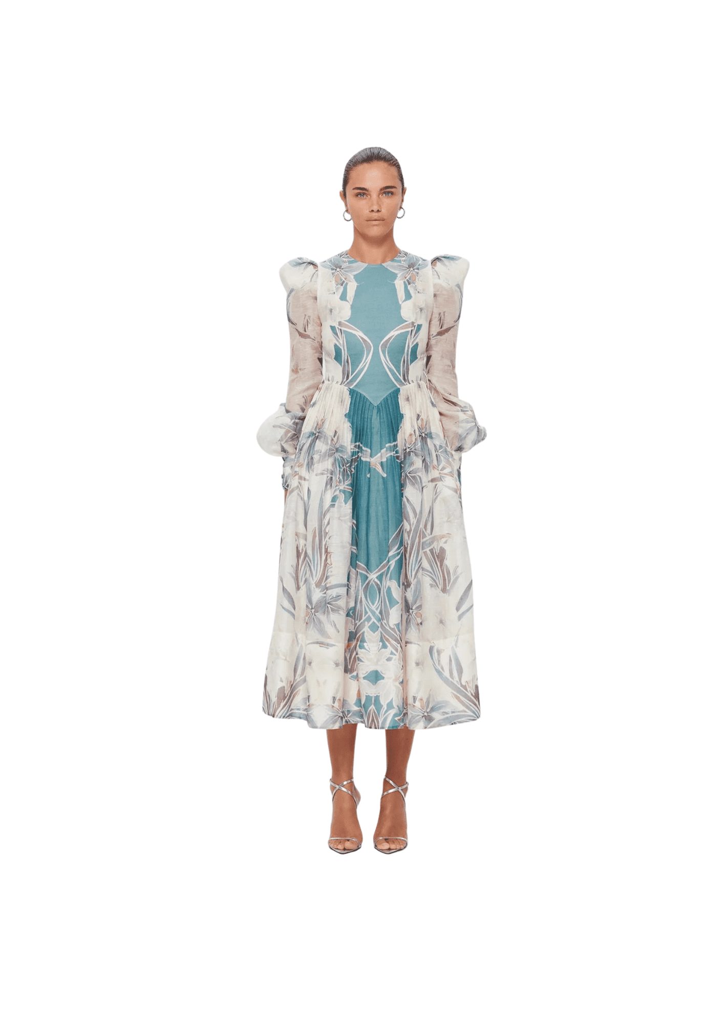LEO LIN - Jordana Structured Shoulder Mist Dress