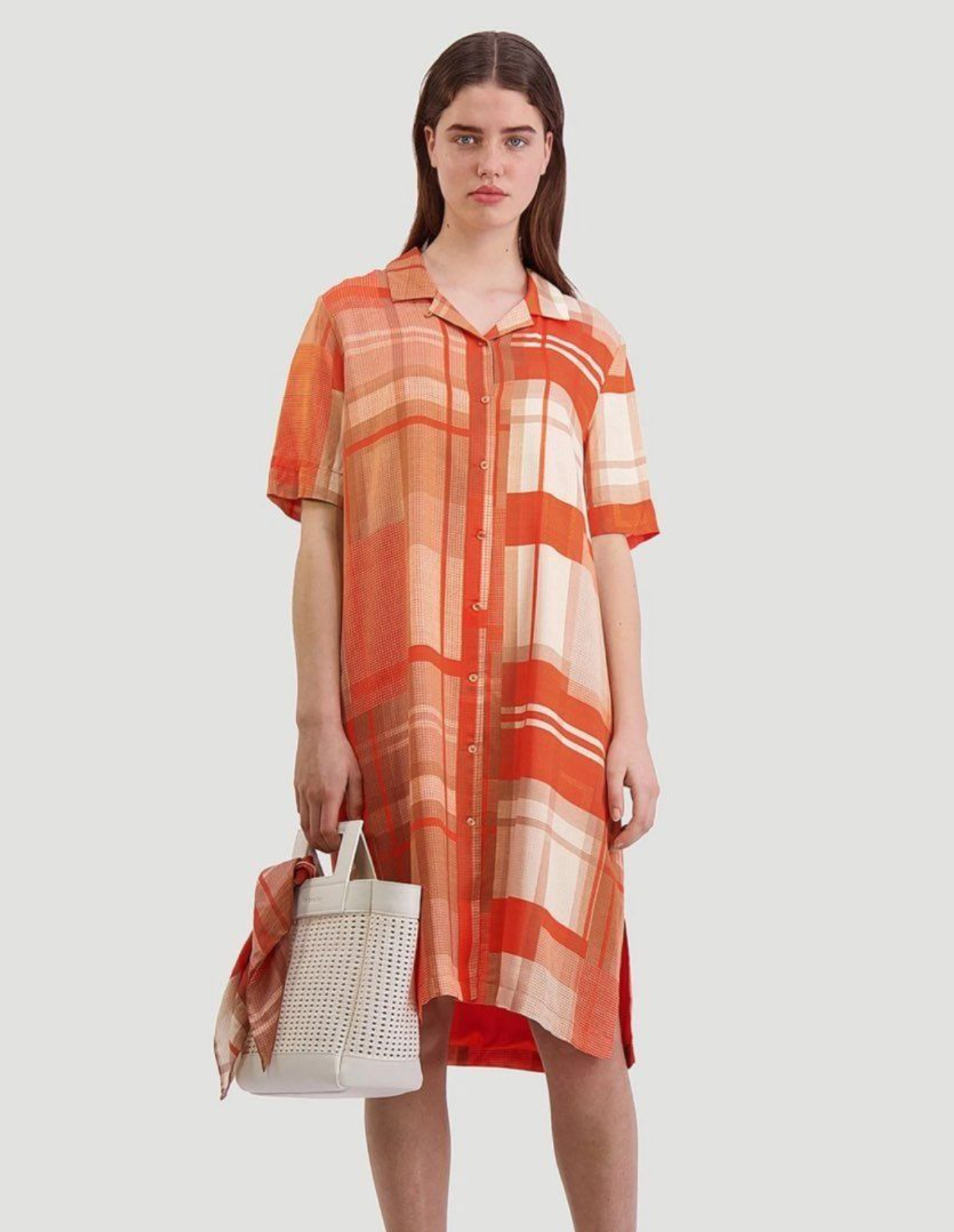 HOLZWEILER - Orange Check Key Dress