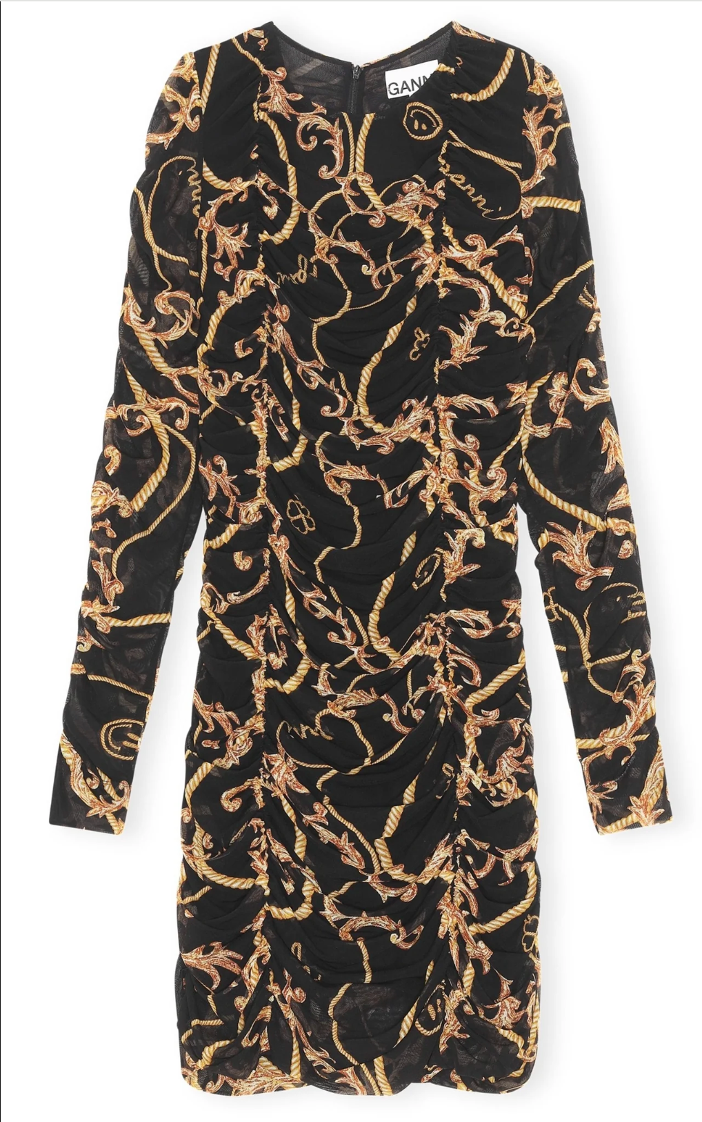 Ganni - Printed Mesh Mini Dress