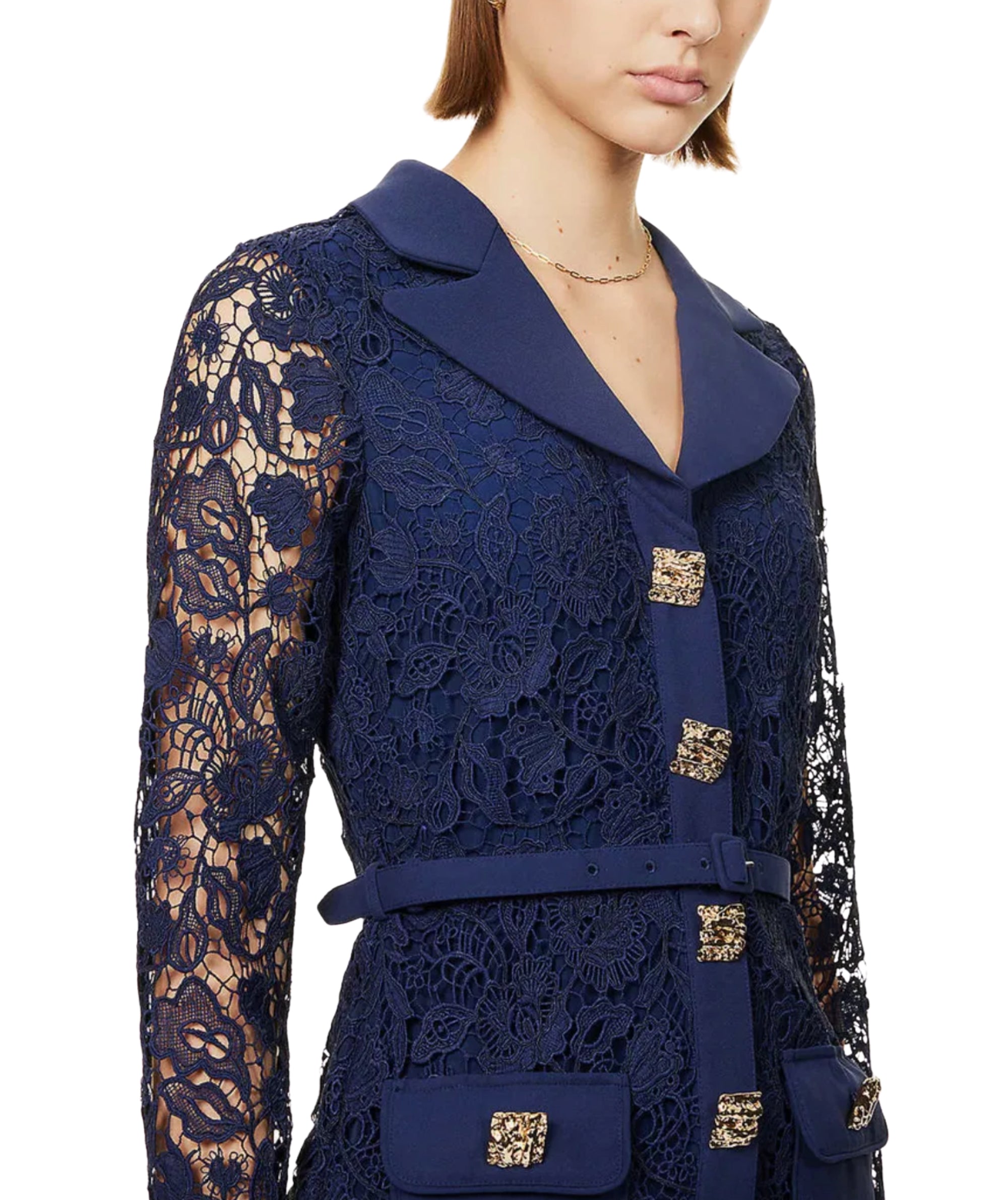 SELF-PORTRAIT - Magnolia Collared Lace Maxi Dress