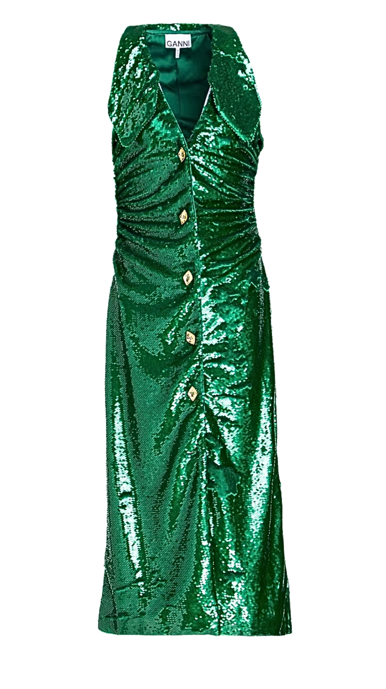 GANNI Sequined crepe midi dress