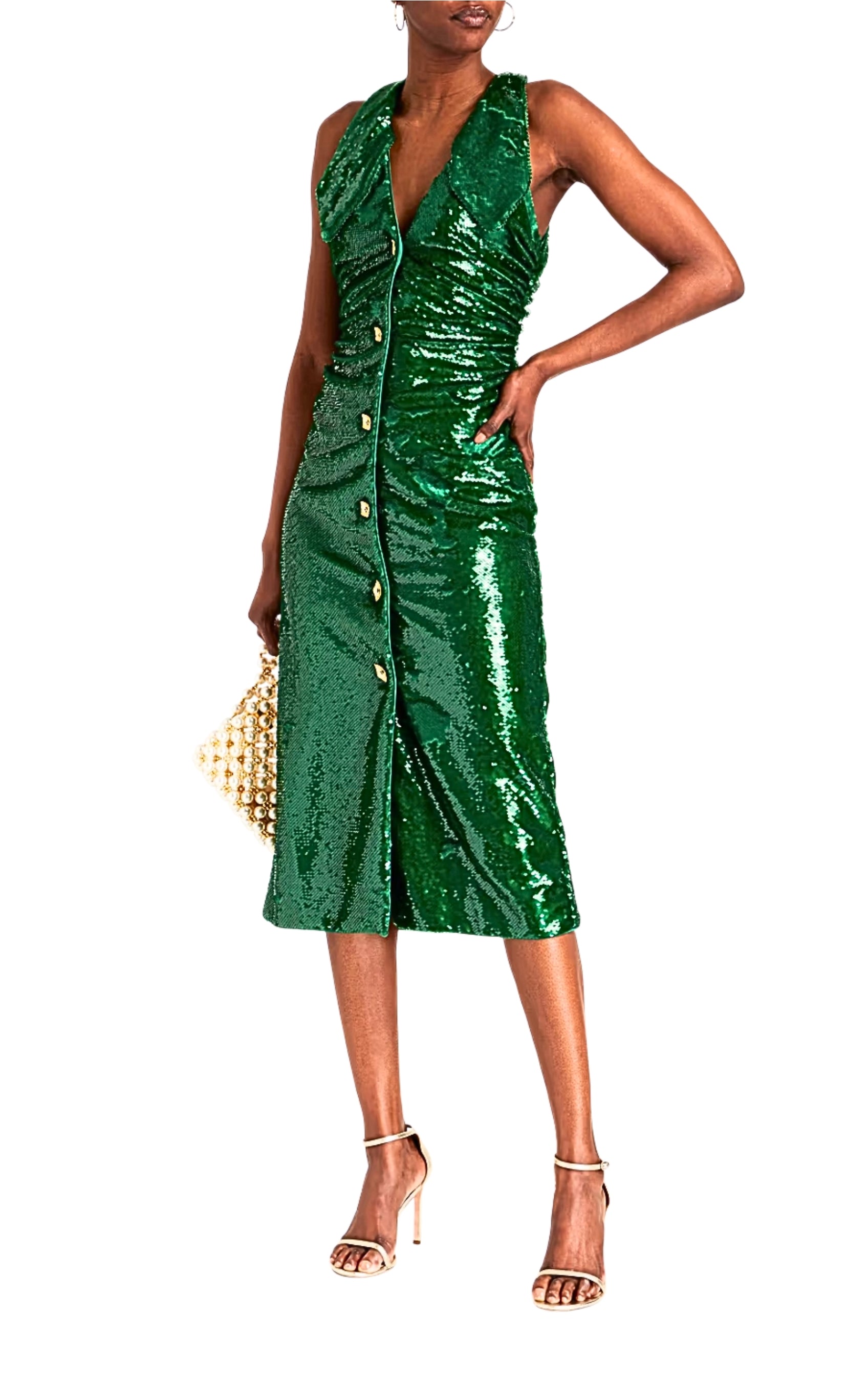 GANNI Sequined crepe midi dress