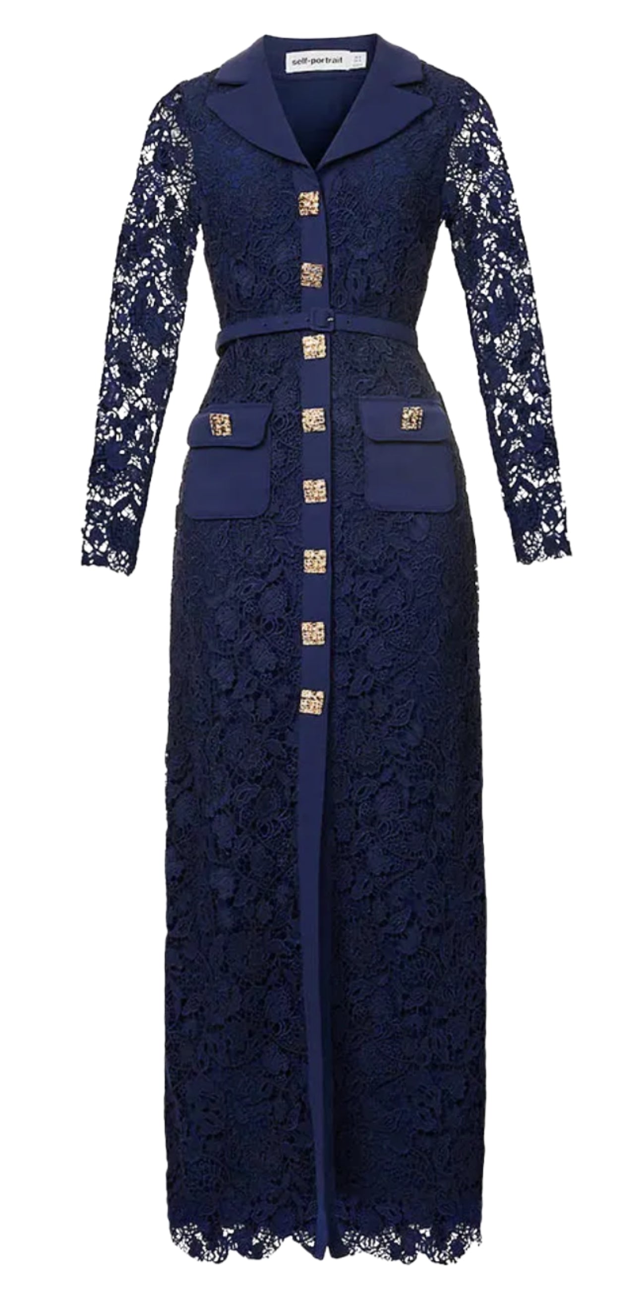 SELF-PORTRAIT Magnolia Collared Lace Maxi Dress