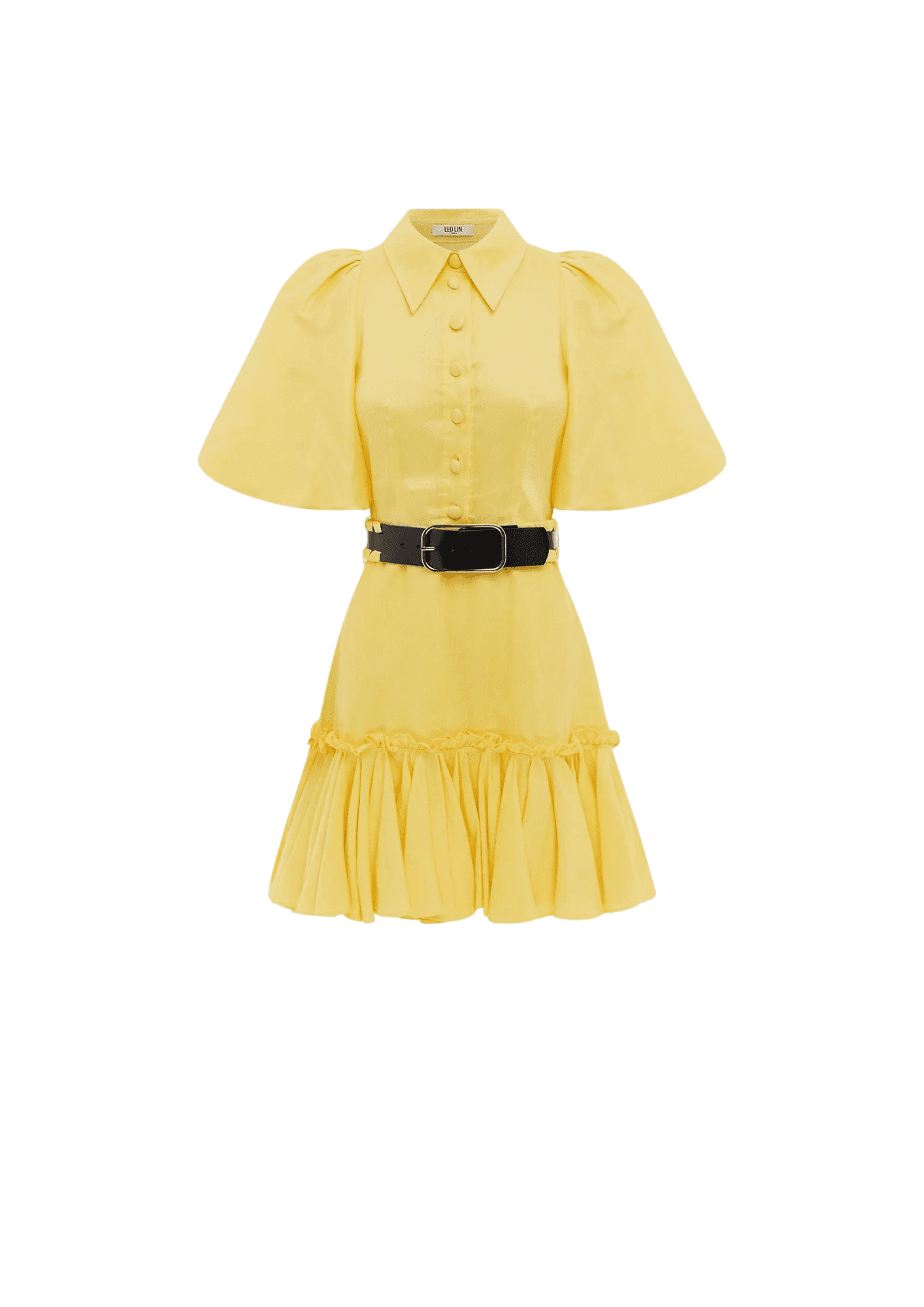 LEO LIN - Sophie Bishop Sleeve Mini Dress - Lemon