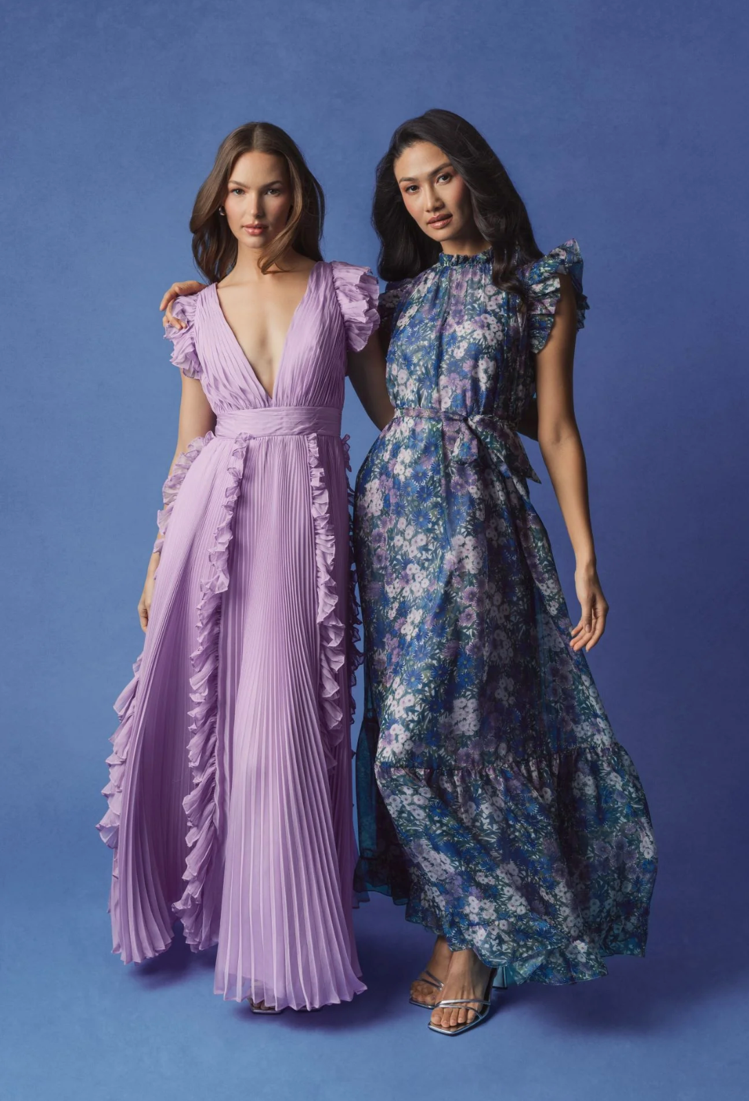 MAC DUGGAL - Purple Pleated Ruffle Flowy A Line Gown