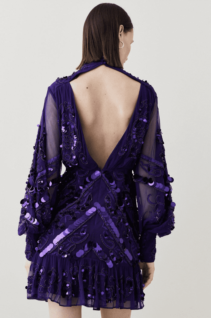 KAREN MILLEN - Purple Embroidered Mini
