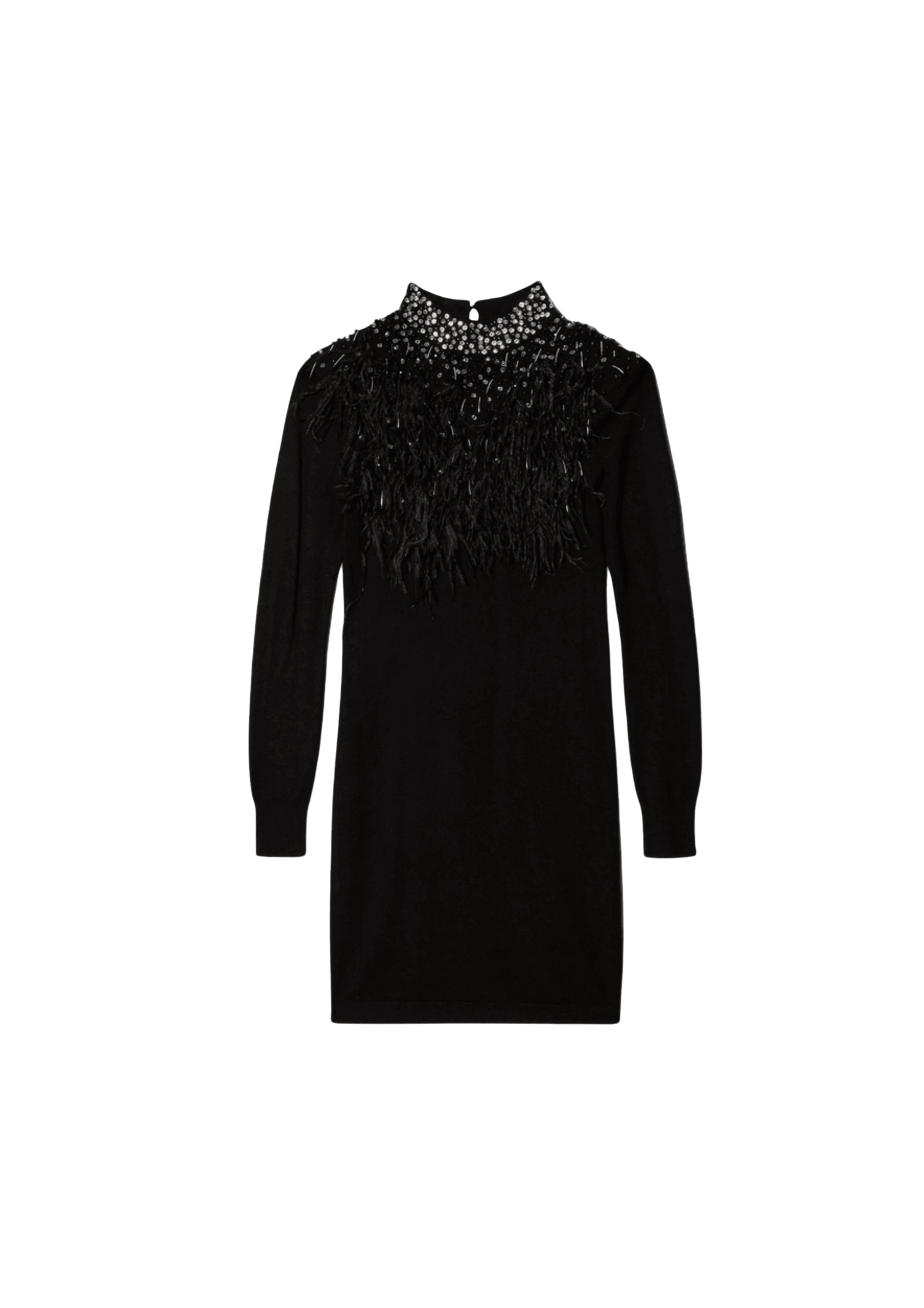 KAREN MILLEN - Feather Embellished Knit Kjole