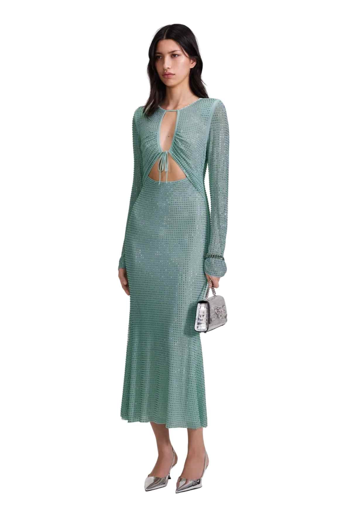 SELF-PORTRAIT - Blue Rhinestone Midi Dress